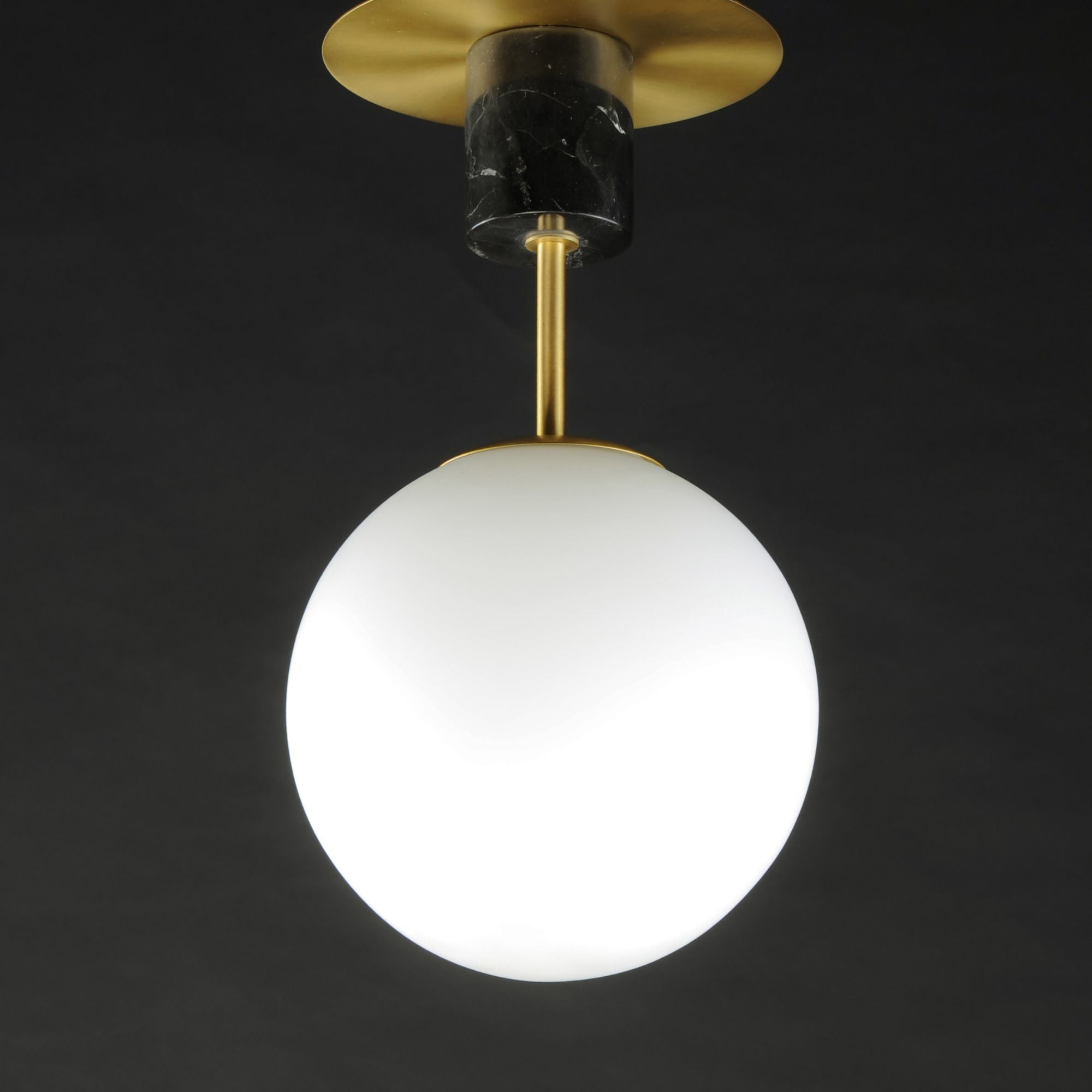 Vesper 19" Semi-Flush Mount, Satin Brass & Black Finish