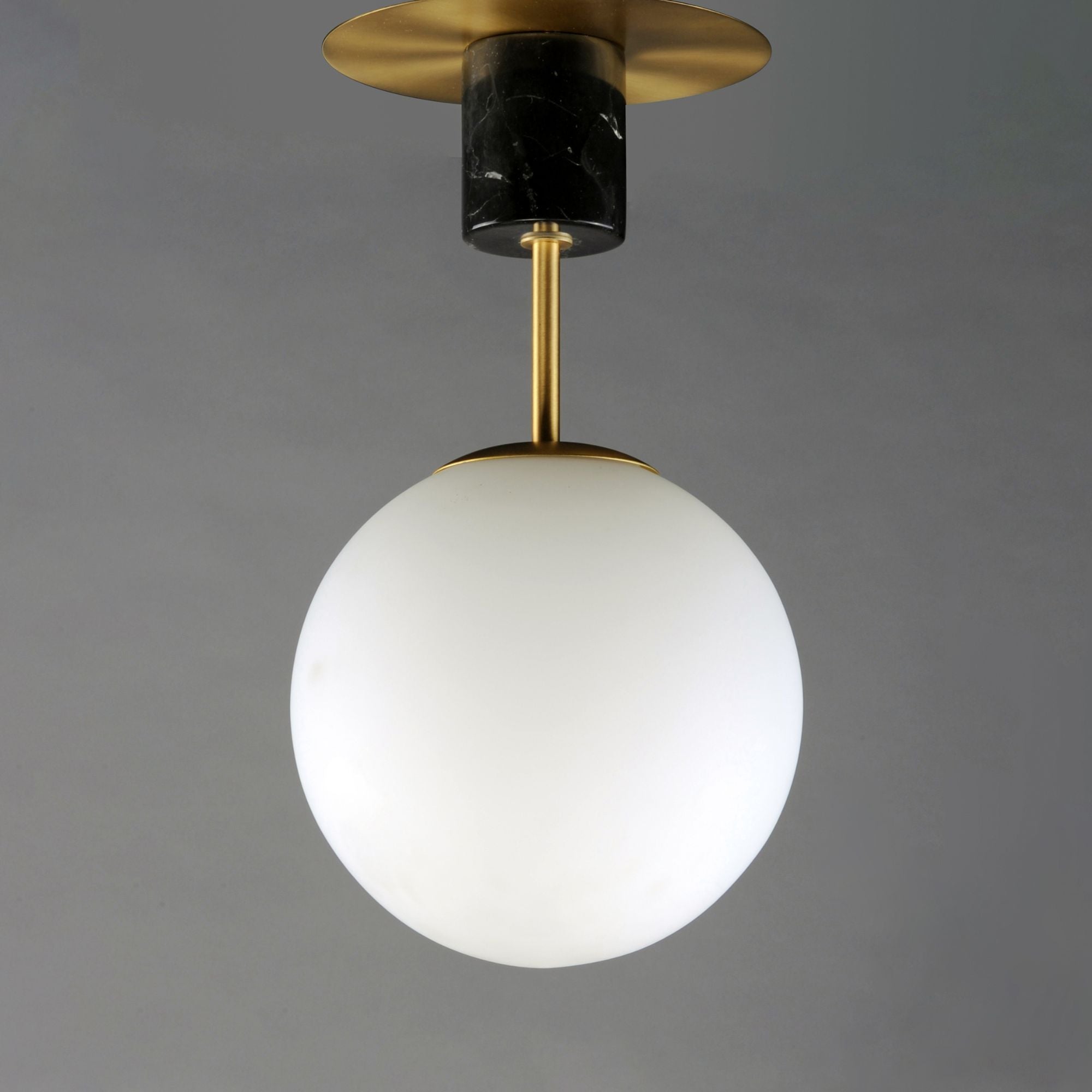 Vesper 19" Semi-Flush Mount, Satin Brass & Black Finish