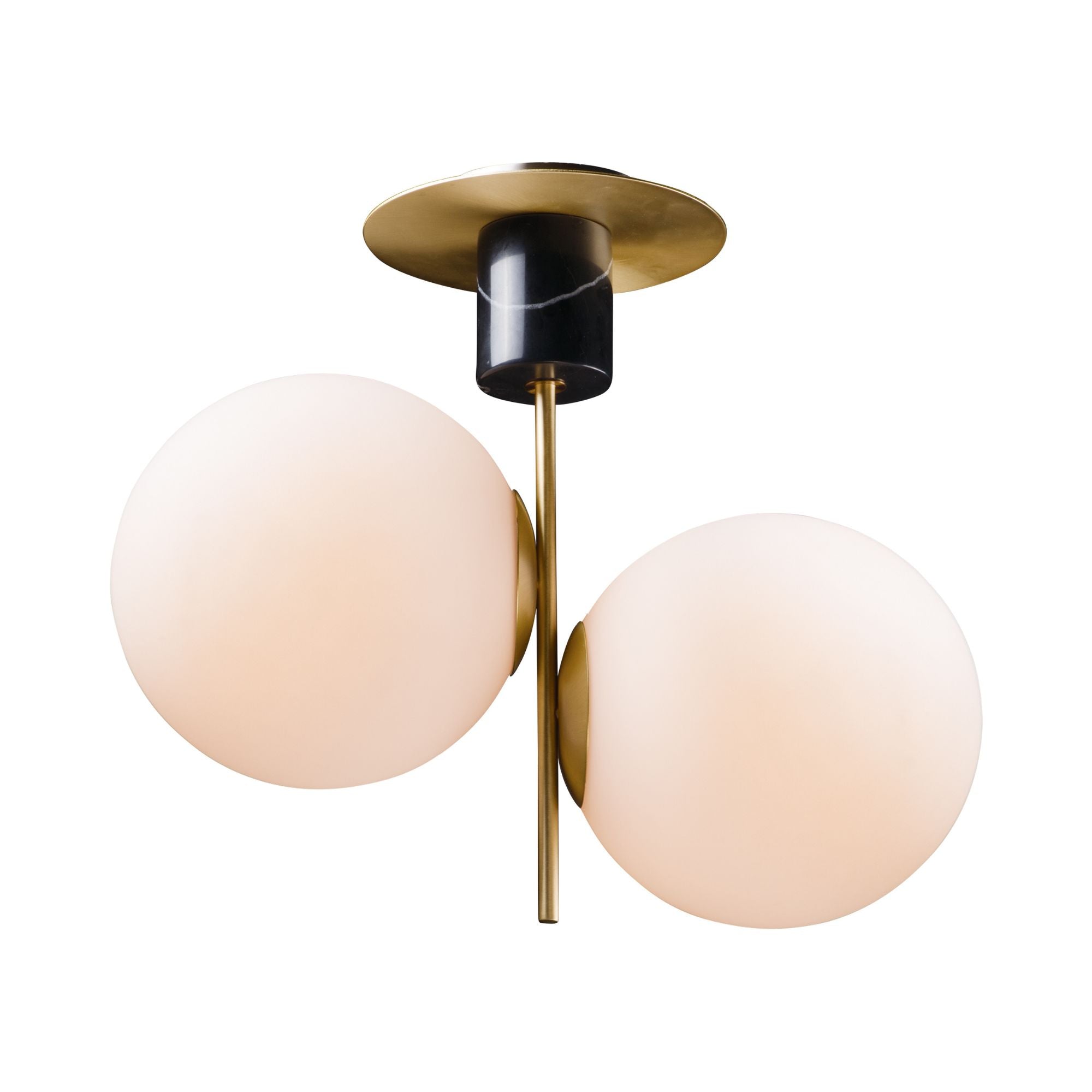 Vesper 20" 2-Light Semi-Flush Mount, Satin Brass & Black Finish