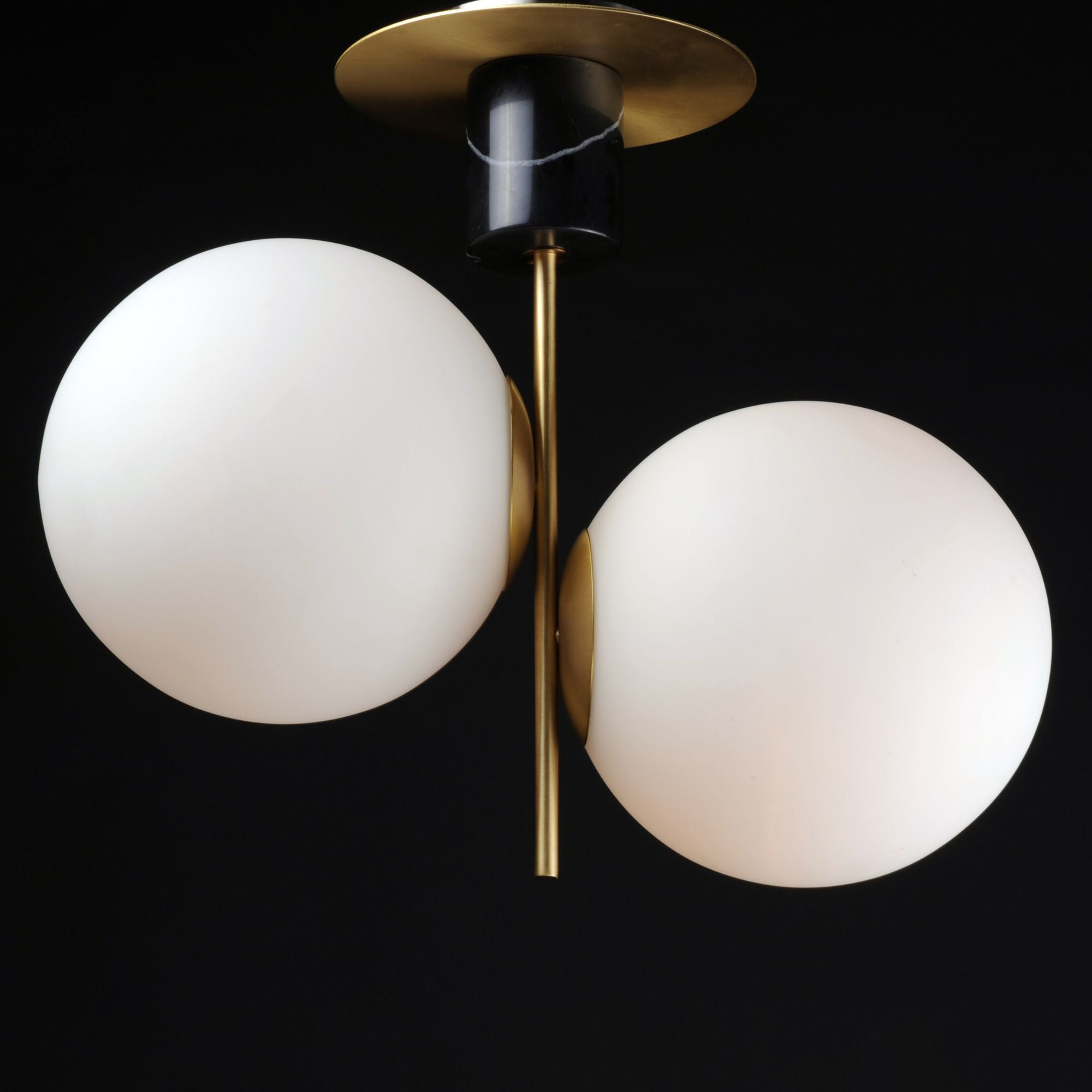 Vesper 20" 2-Light Semi-Flush Mount, Satin Brass & Black Finish