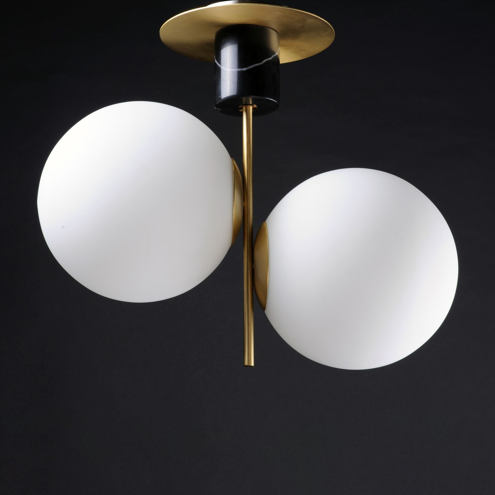 Vesper 20" 2-Light Semi-Flush Mount, Satin Brass & Black Finish