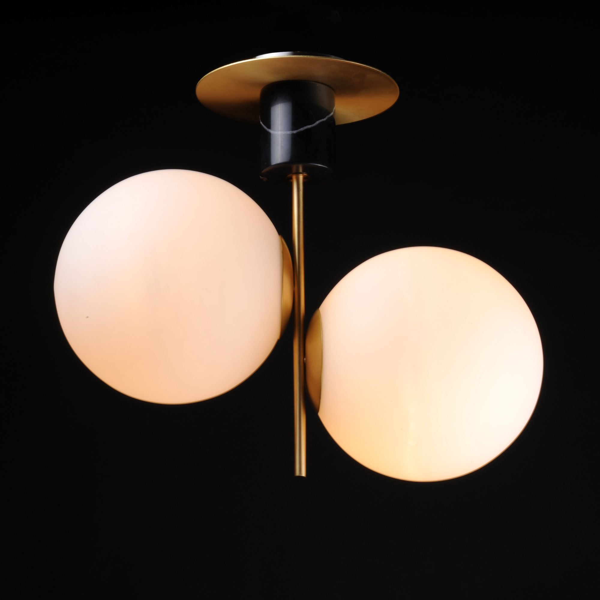 Vesper 20" 2-Light Semi-Flush Mount, Satin Brass & Black Finish