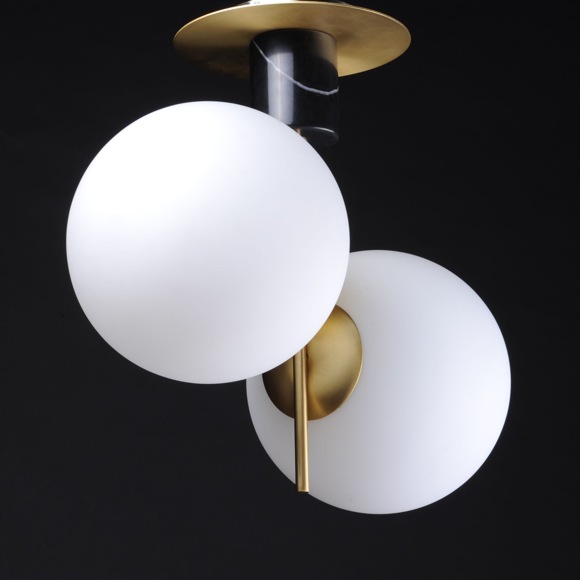 Vesper 20" 2-Light Semi-Flush Mount, Satin Brass & Black Finish