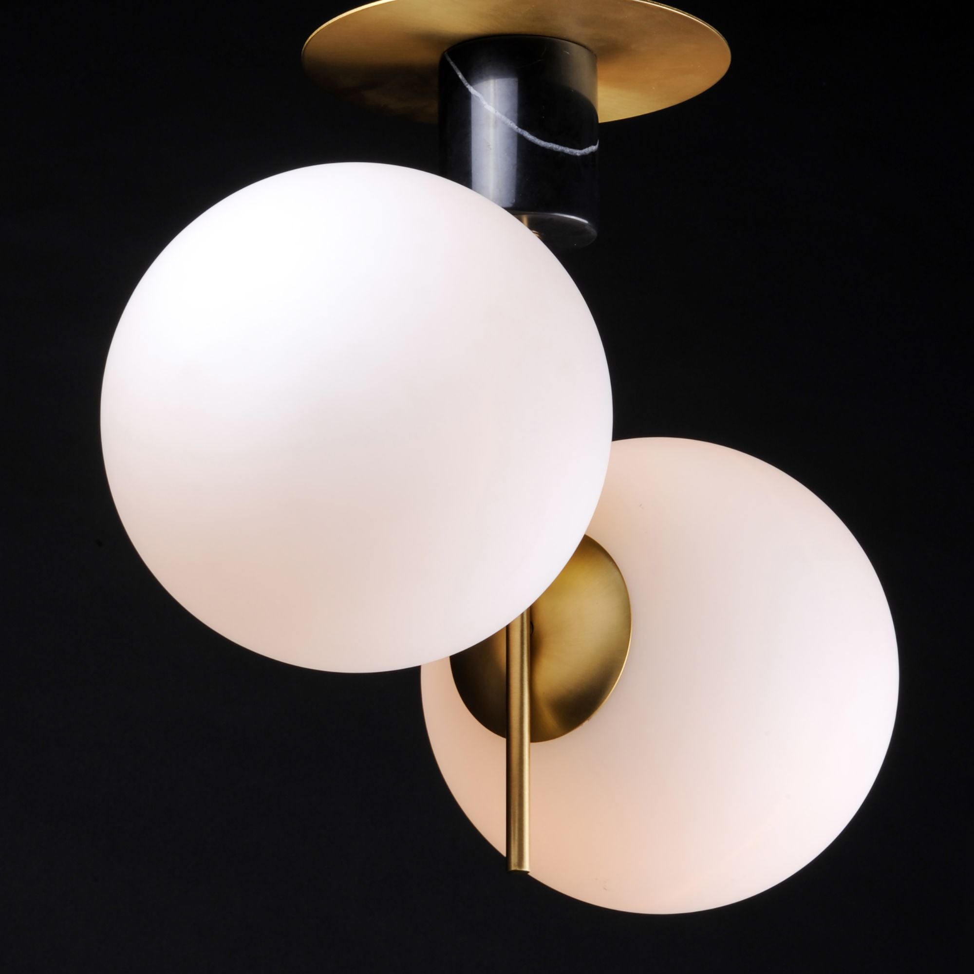 Vesper 20" 2-Light Semi-Flush Mount, Satin Brass & Black Finish