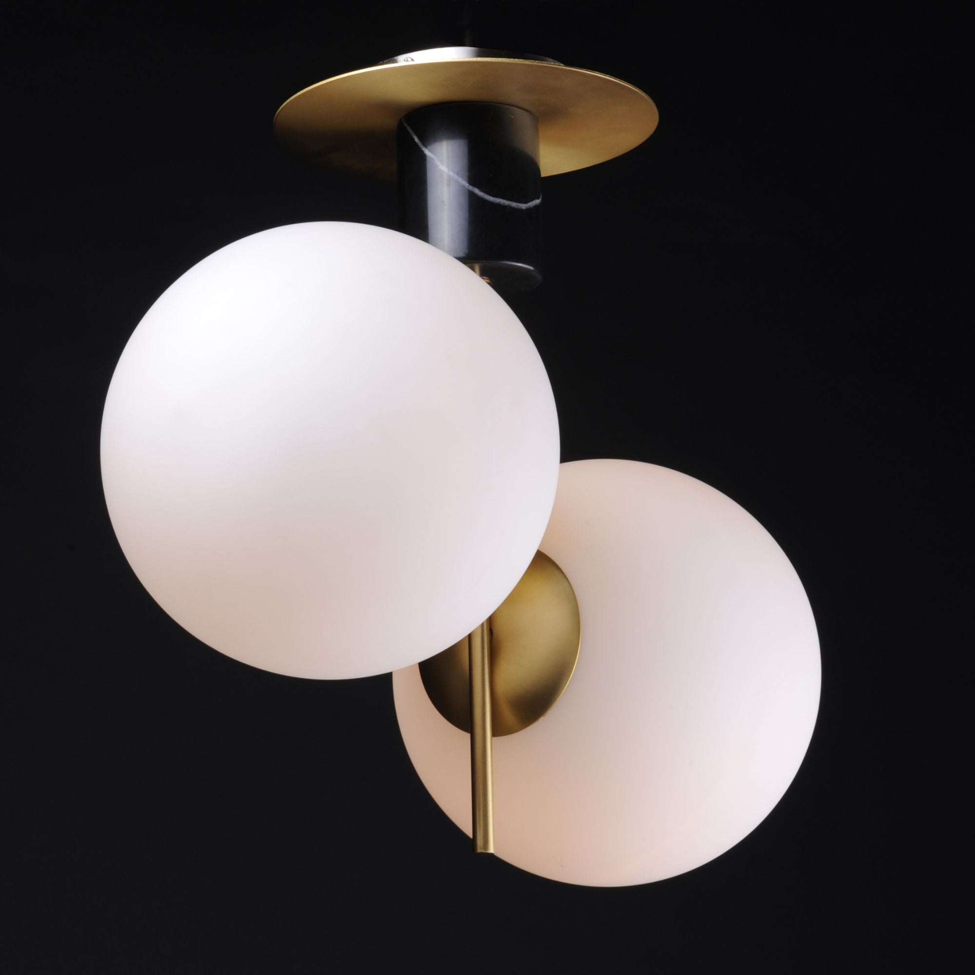 Vesper 20" 2-Light Semi-Flush Mount, Satin Brass & Black Finish