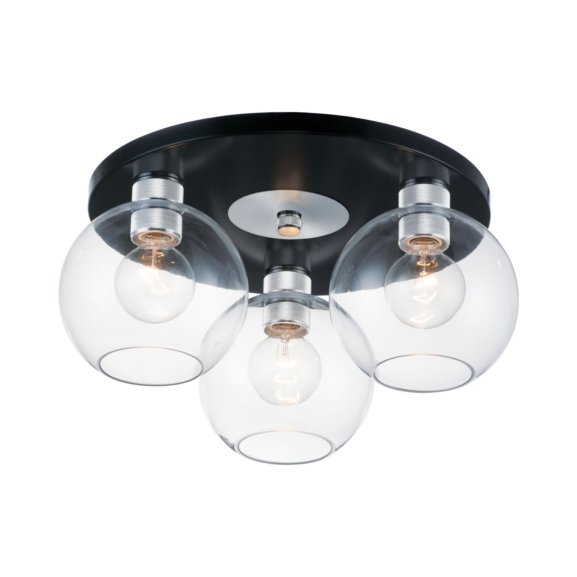 Vessel 17" 3-Light Flush Mount, Black & Brushed Aluminum Finish