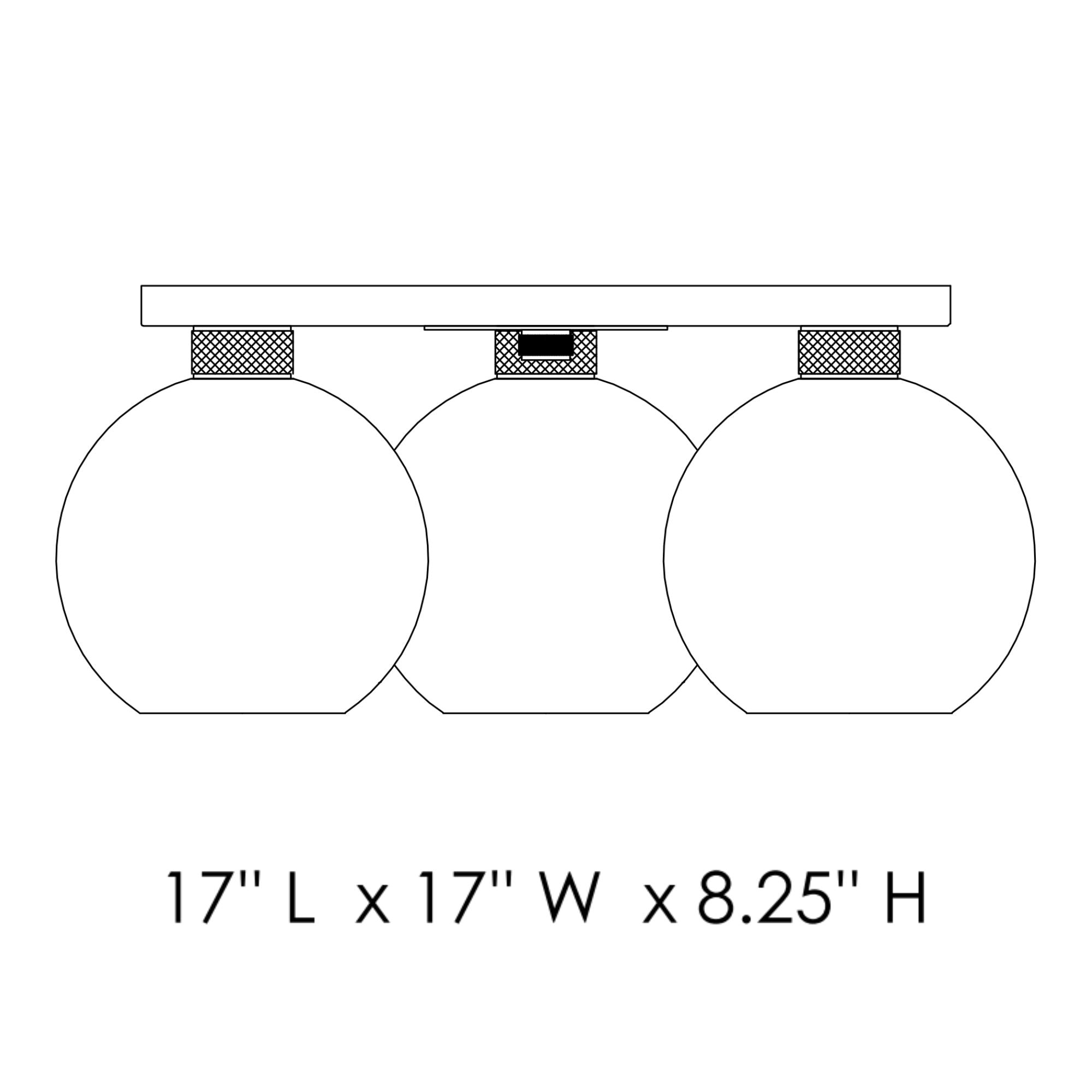 Vessel 17" 3-Light Flush Mount, Black & Brushed Aluminum Finish