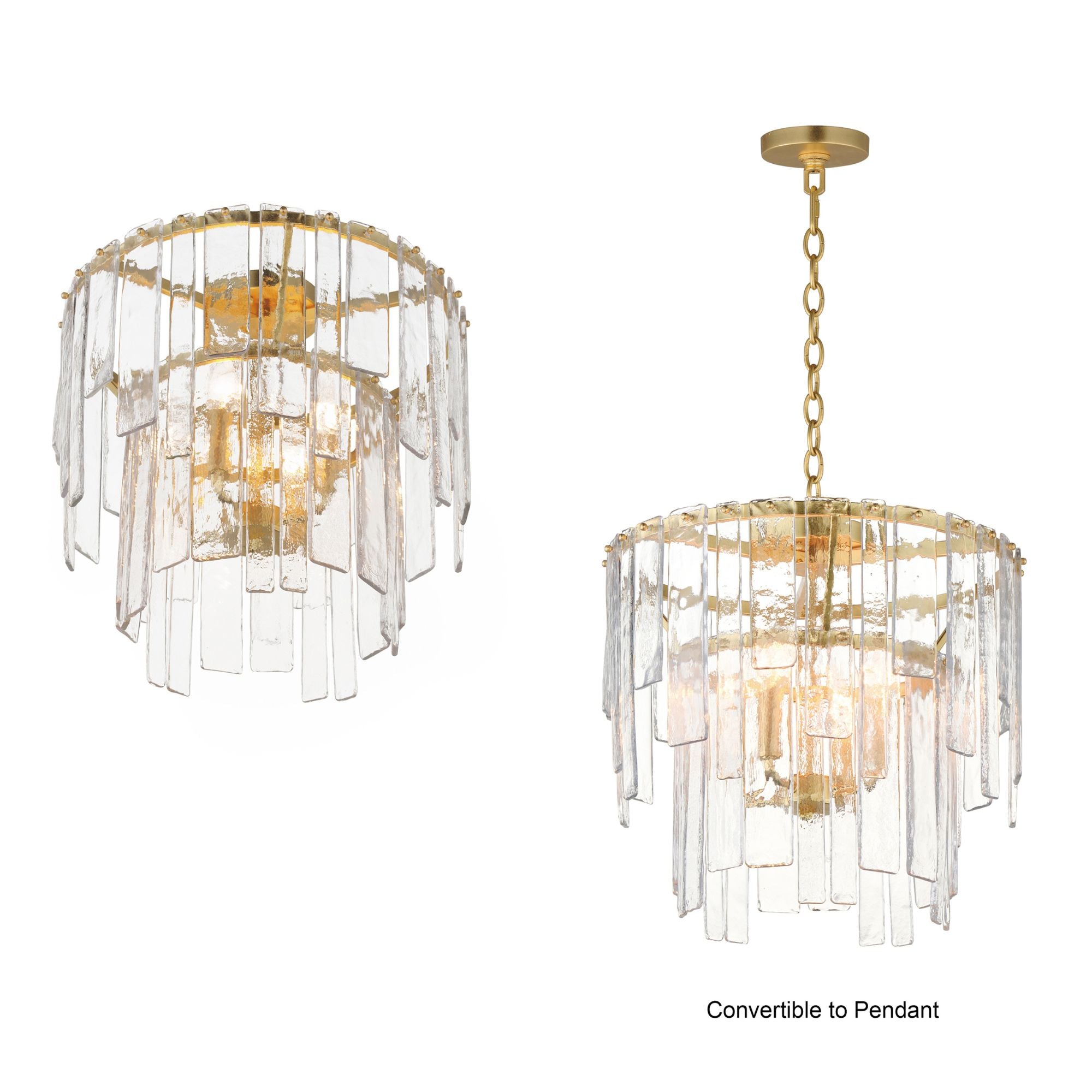 Warren 18" 4-Light Convertible Pendant, Gold Leaf Finish