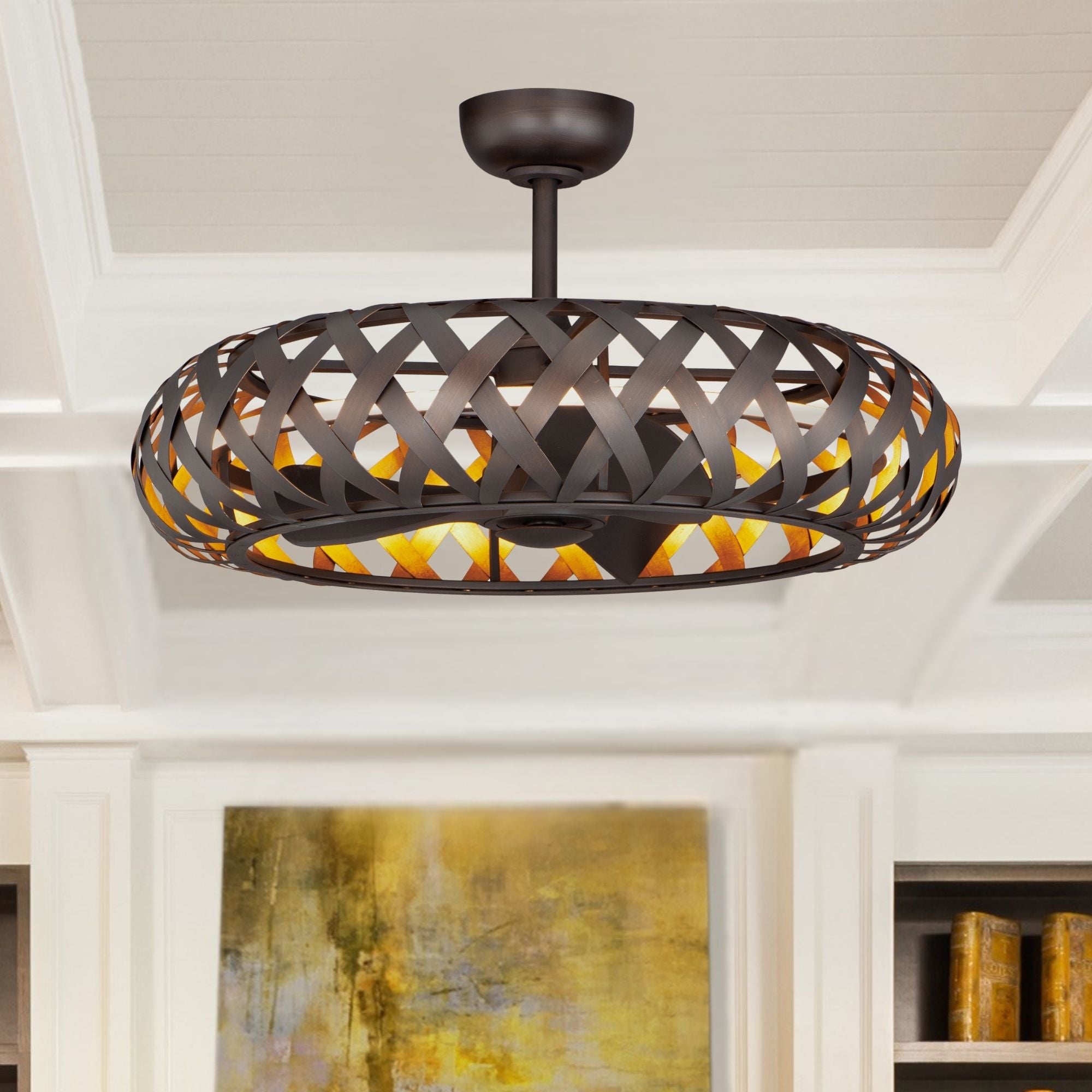 Weave Wifi-Enabled LED Fandelight 33 Inch Bronze Gilt and Gold Finish