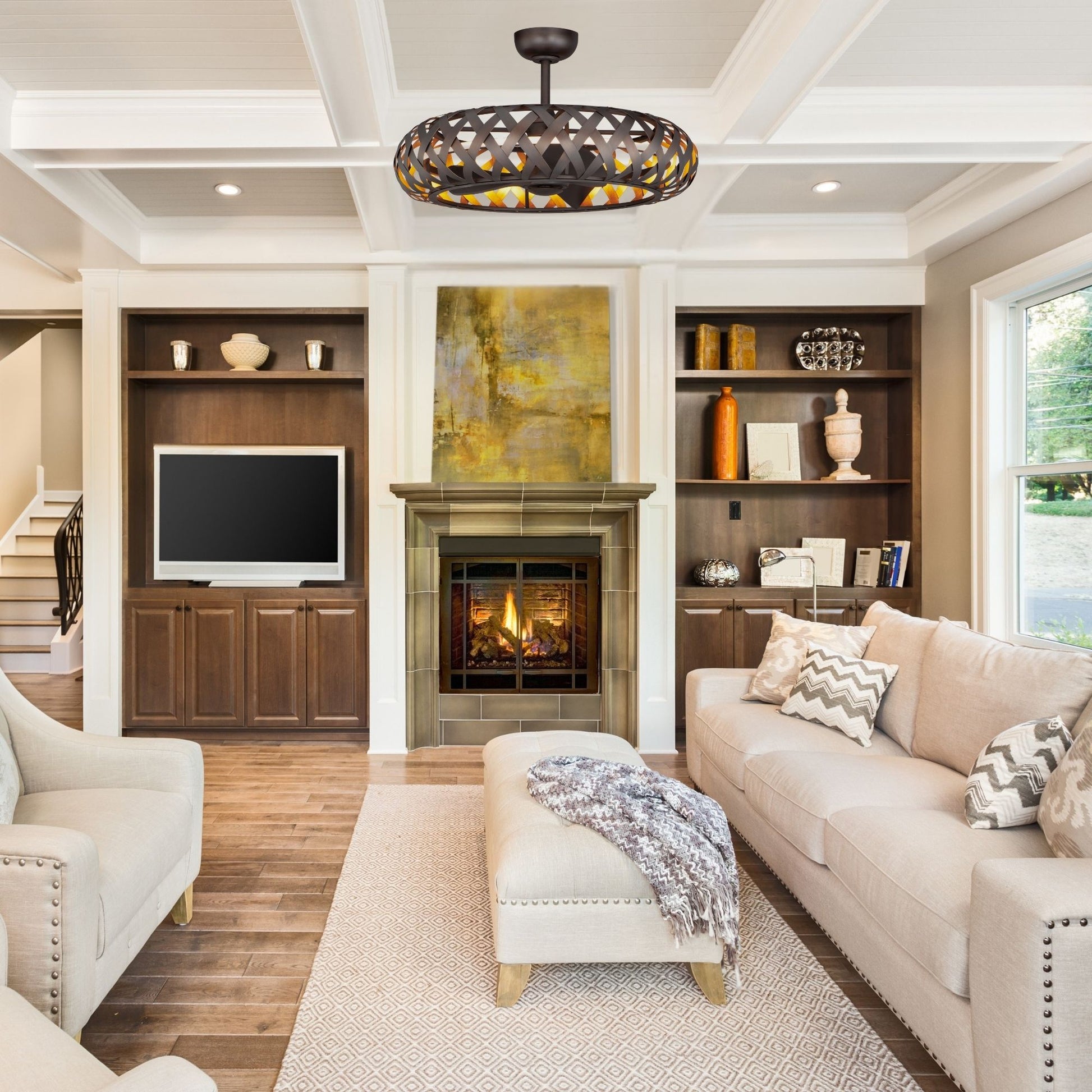 Maxim Lighting - Weave Wifi-Enabled LED Fandelight 33 Inch Bronze Gilt and Gold Finish | Bees Lighting