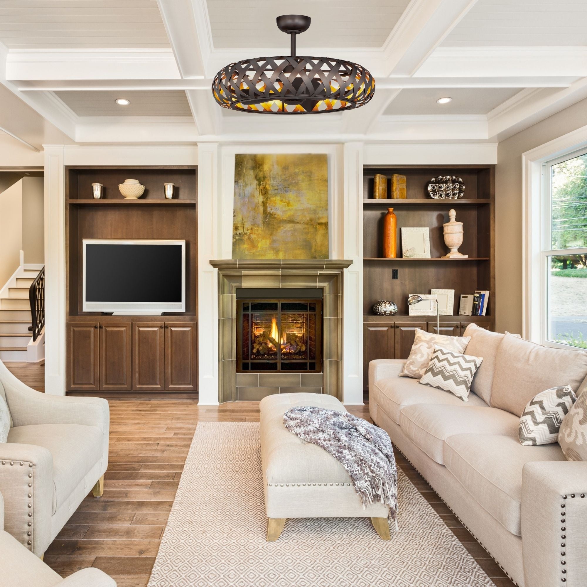 Maxim Lighting - Weave Wifi-Enabled LED Fandelight 33 Inch Bronze Gilt and Gold Finish | Bees Lighting