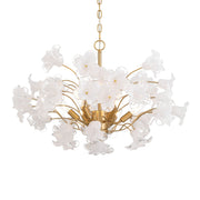 Metropolitan Bloome 29 in. 6-Light Chandelier, Legacy Brass with Handmade Clear Glass
