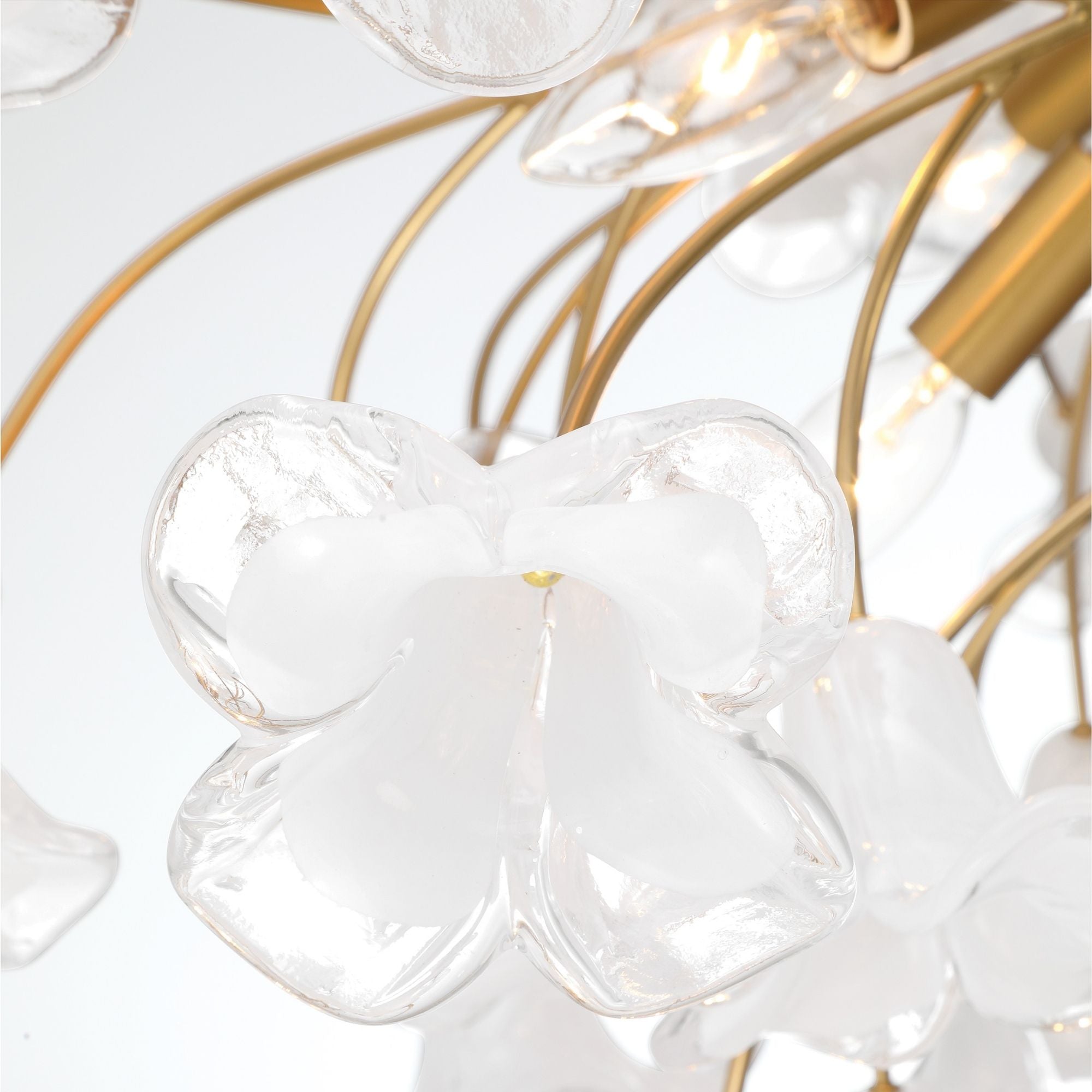 Metropolitan Bloome 29 in. 6-Light Chandelier, Legacy Brass with Handmade Clear Glass