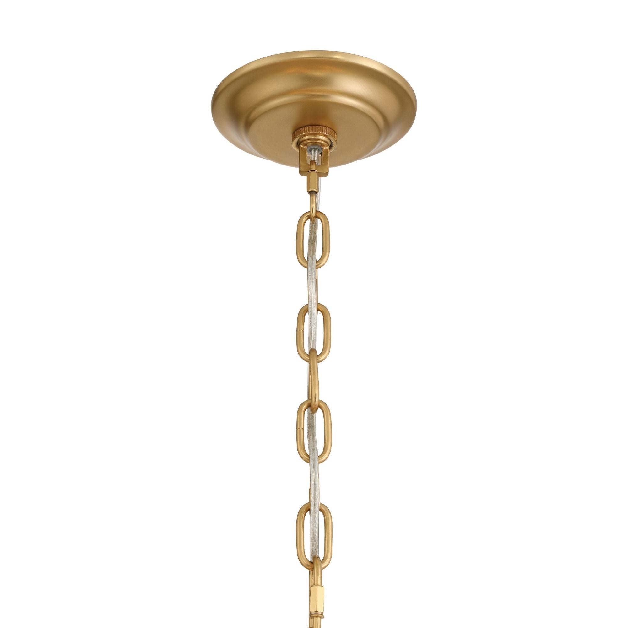 Metropolitan Bloome 29 in. 6-Light Chandelier, Legacy Brass with Handmade Clear Glass