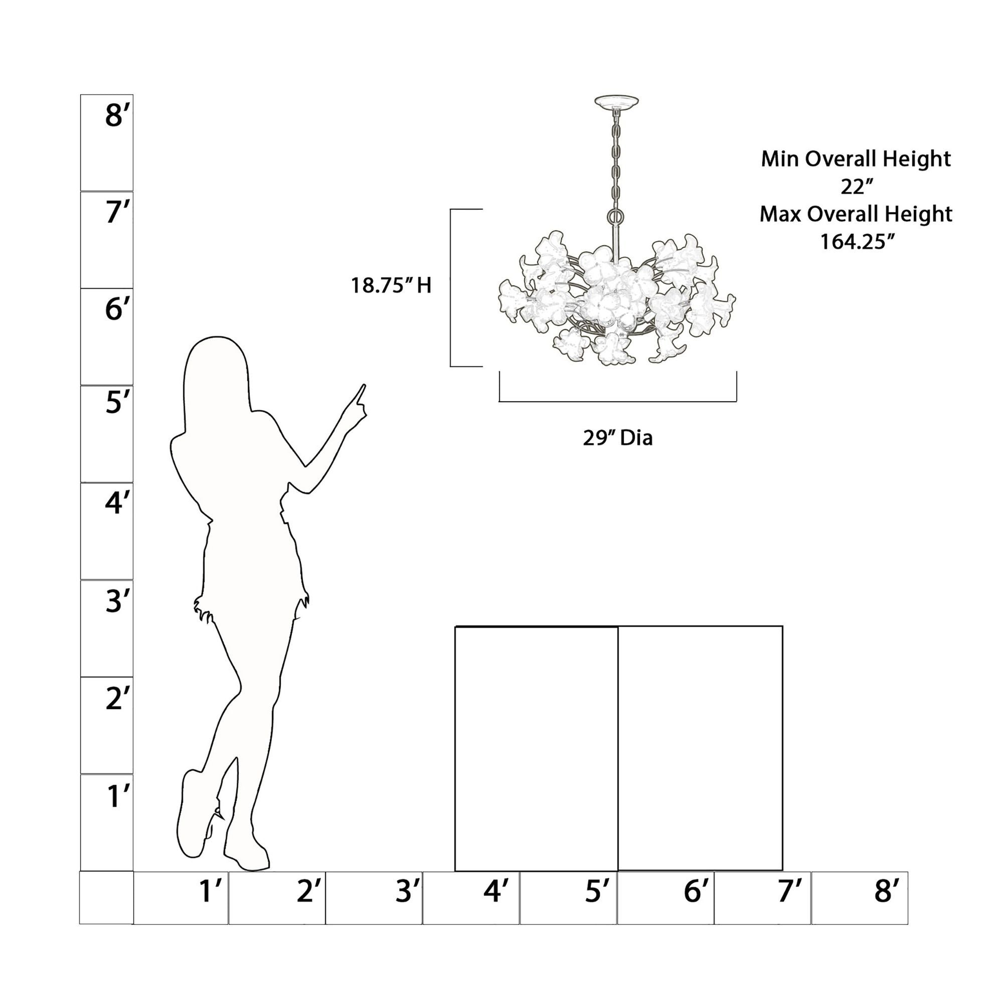 Metropolitan Bloome 29 in. 6-Light Chandelier, Legacy Brass with Handmade Clear Glass