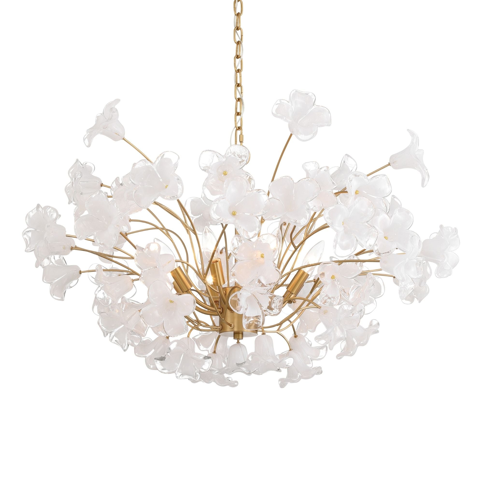 Metropolitan Bloome 24 in. 8-Light Chandelier, Legacy Brass with Handmade Clear Glass