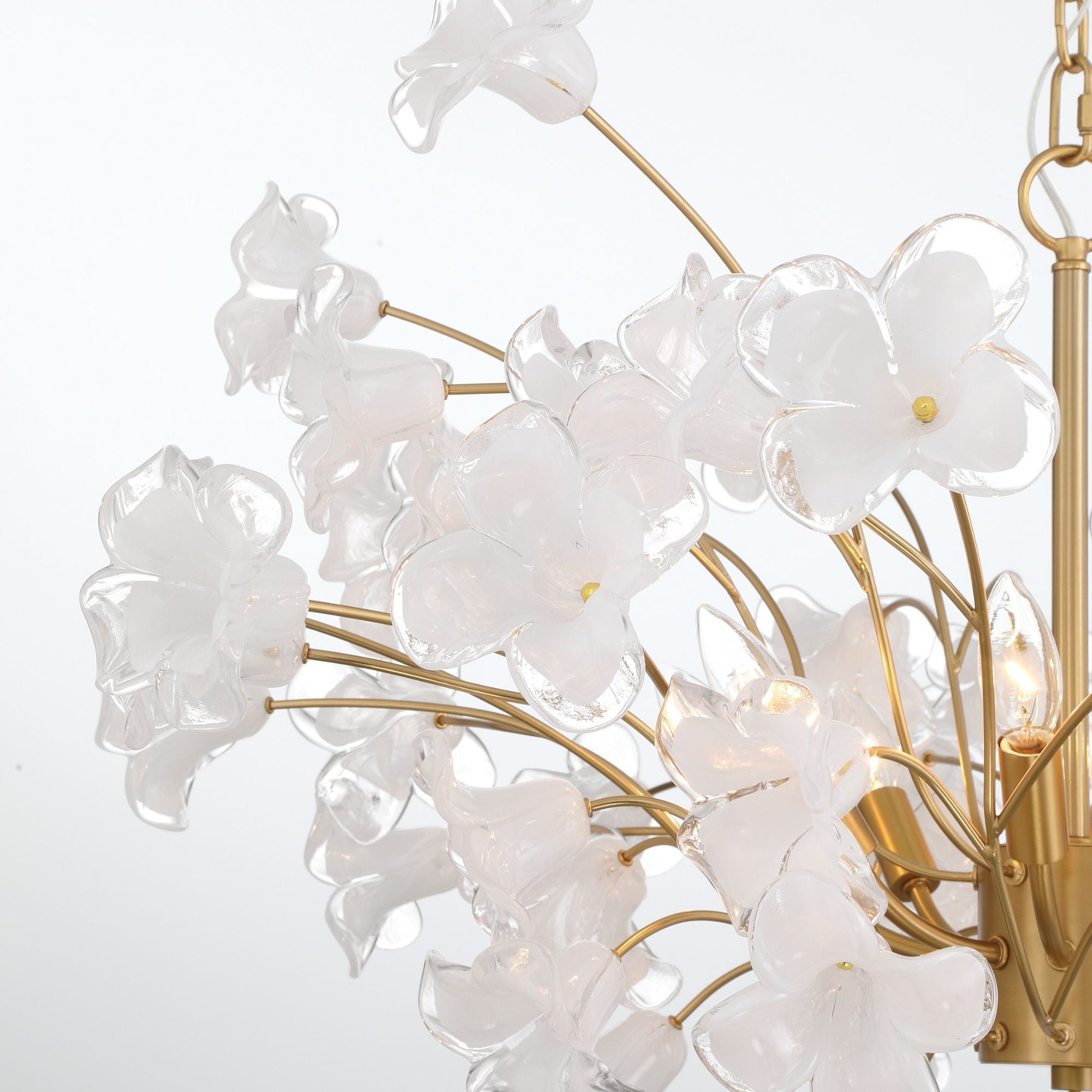 Metropolitan Bloome 24 in. 8-Light Chandelier, Legacy Brass with Handmade Clear Glass