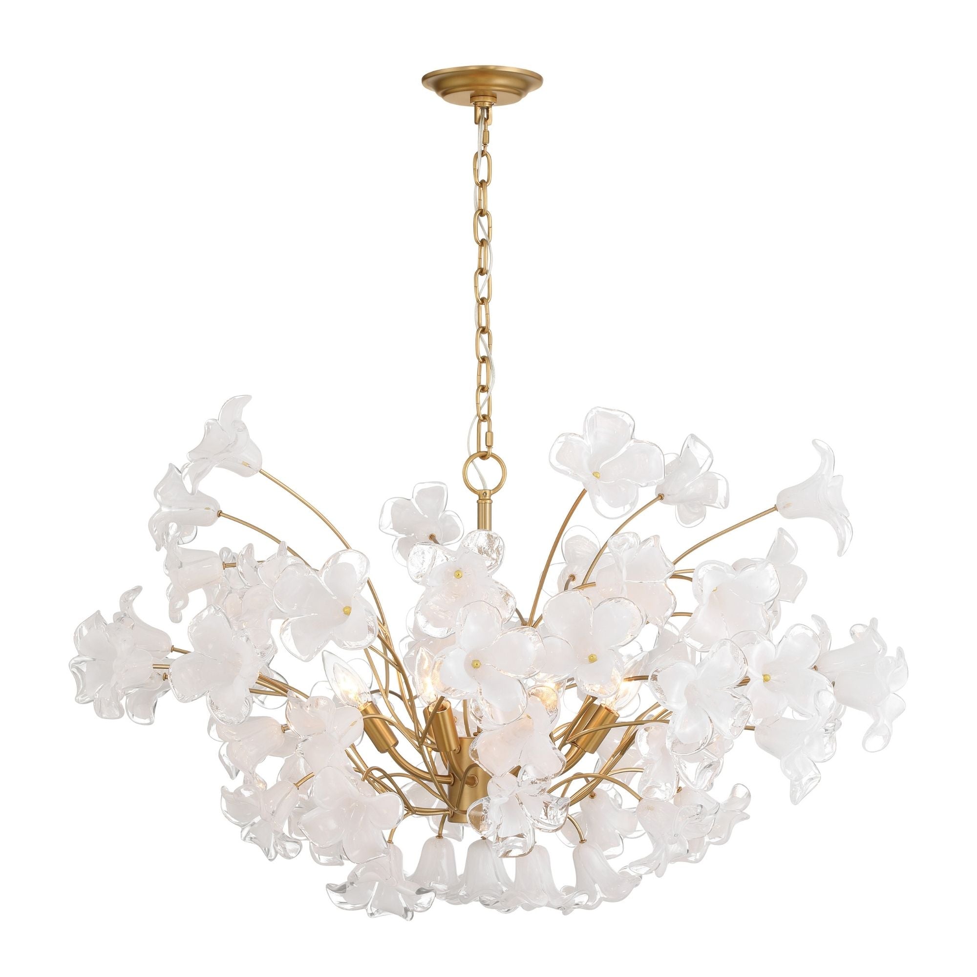 Metropolitan Bloome 24 in. 8-Light Chandelier, Legacy Brass with Handmade Clear Glass