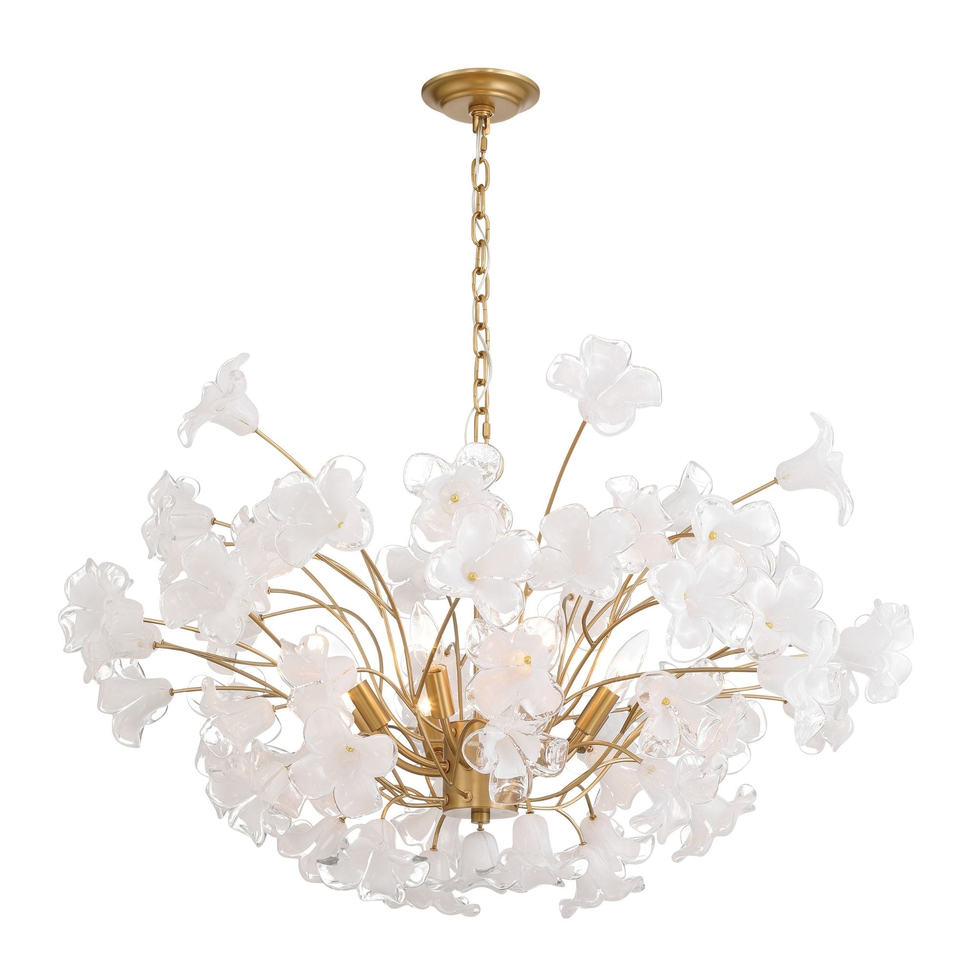 Metropolitan Bloome 24 in. 8-Light Chandelier, Legacy Brass with Handmade Clear Glass