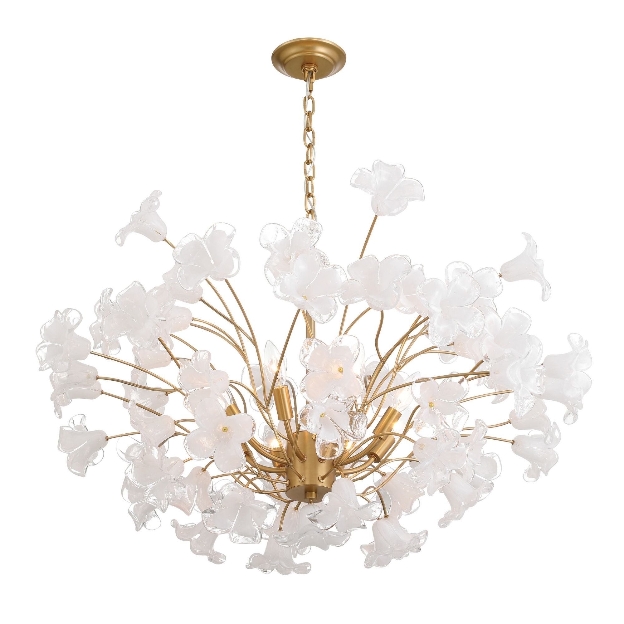 Metropolitan Bloome 24 in. 8-Light Chandelier, Legacy Brass with Handmade Clear Glass