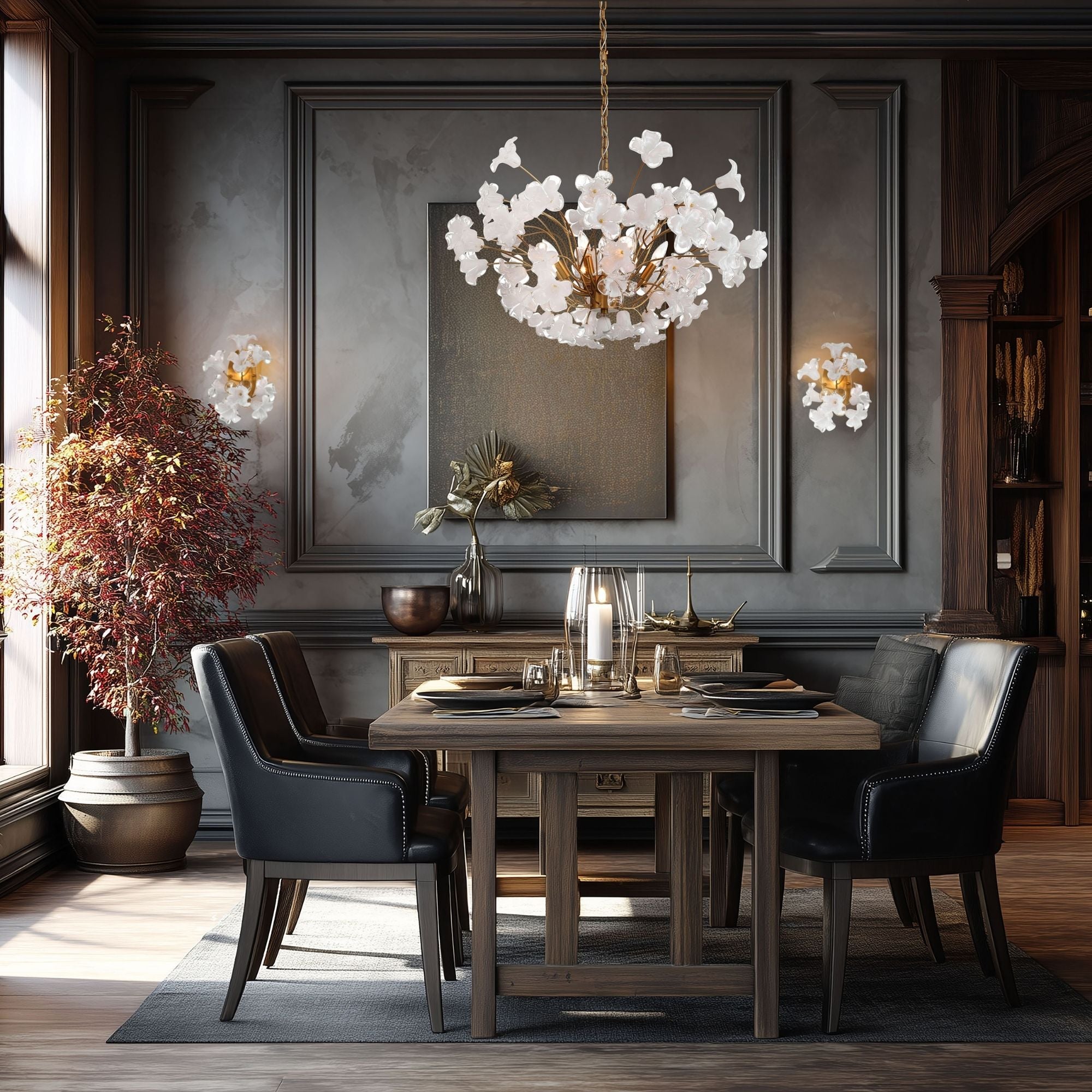 Metropolitan Bloome 24 in. 8-Light Chandelier, Legacy Brass with Handmade Clear Glass
