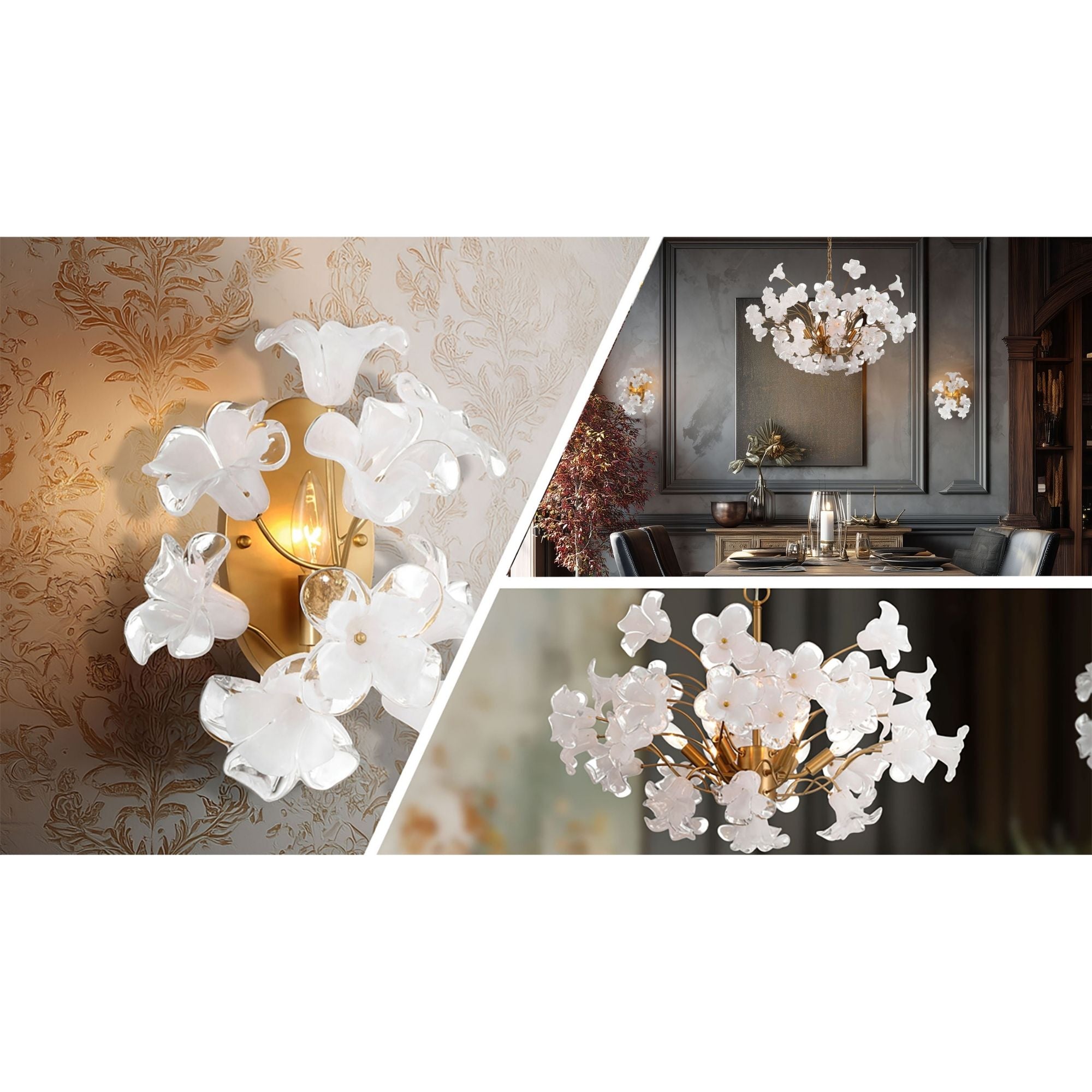 Metropolitan Bloome 24 in. 8-Light Chandelier, Legacy Brass with Handmade Clear Glass