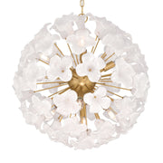 Metropolitan Bloome 22 in. 8-Light Pendant, Legacy Brass with White Swirl Glass Globe
