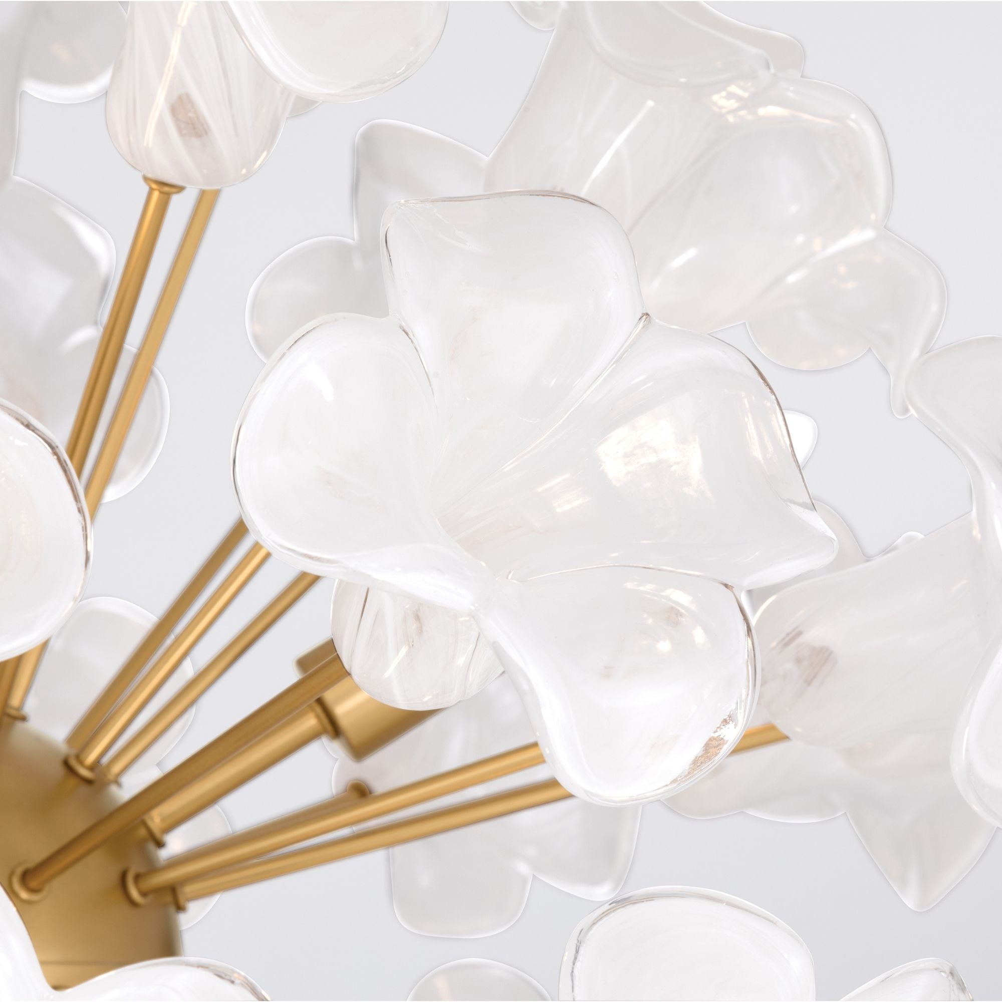 Metropolitan Bloome 22 in. 8-Light Pendant, Legacy Brass with White Swirl Glass Globe