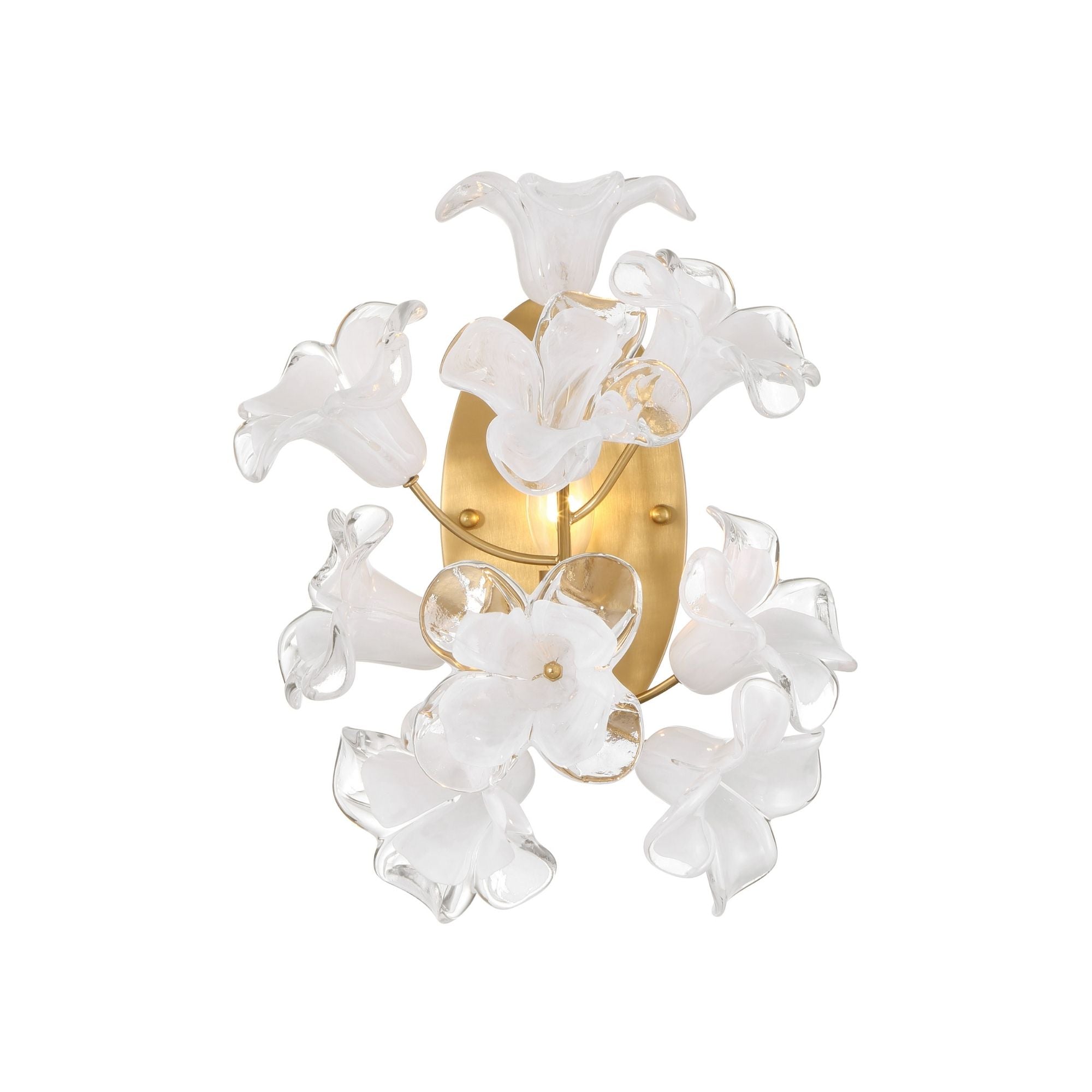 Metropolitan Bloome 14.75 in. Wall Sconce, Legacy Brass with Handmade Clear Glass