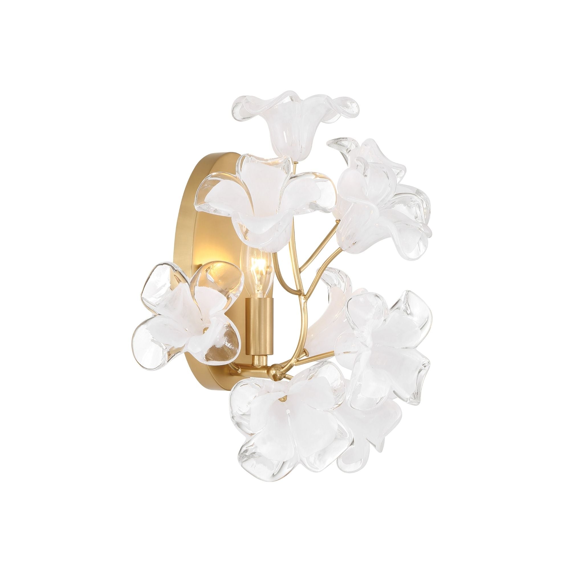 Metropolitan Bloome 14.75 in. Wall Sconce, Legacy Brass with Handmade Clear Glass