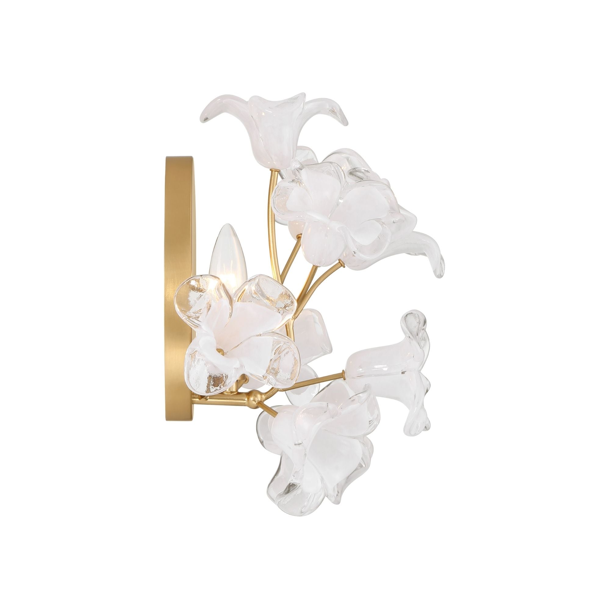 Metropolitan Bloome 14.75 in. Wall Sconce, Legacy Brass with Handmade Clear Glass