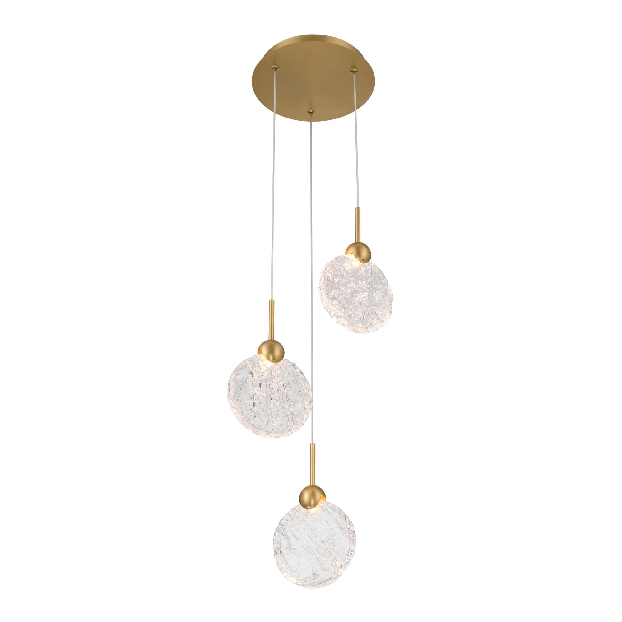 Metropolitan Briselle LED Pendant, Legacy Brass with Clear Textured Glass