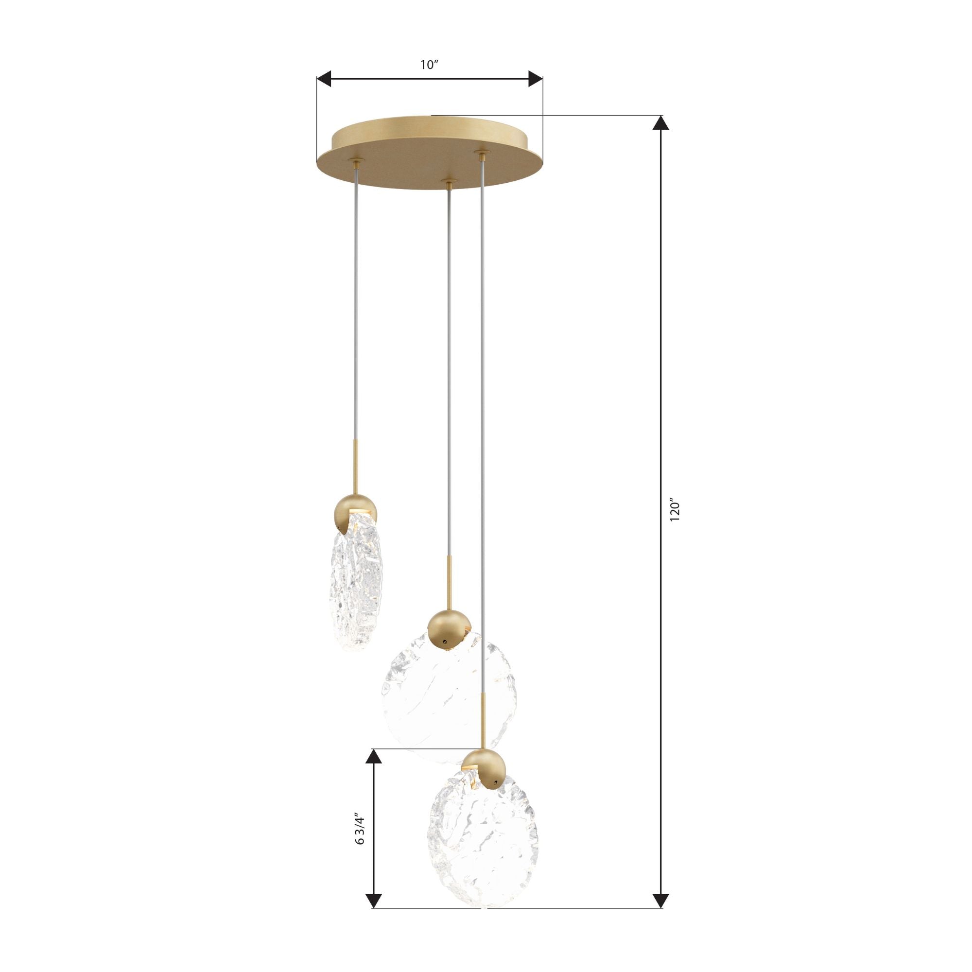Metropolitan Briselle 10.25 in. Integrated LED Pendant, Legacy Brass with Clear Textured Glass