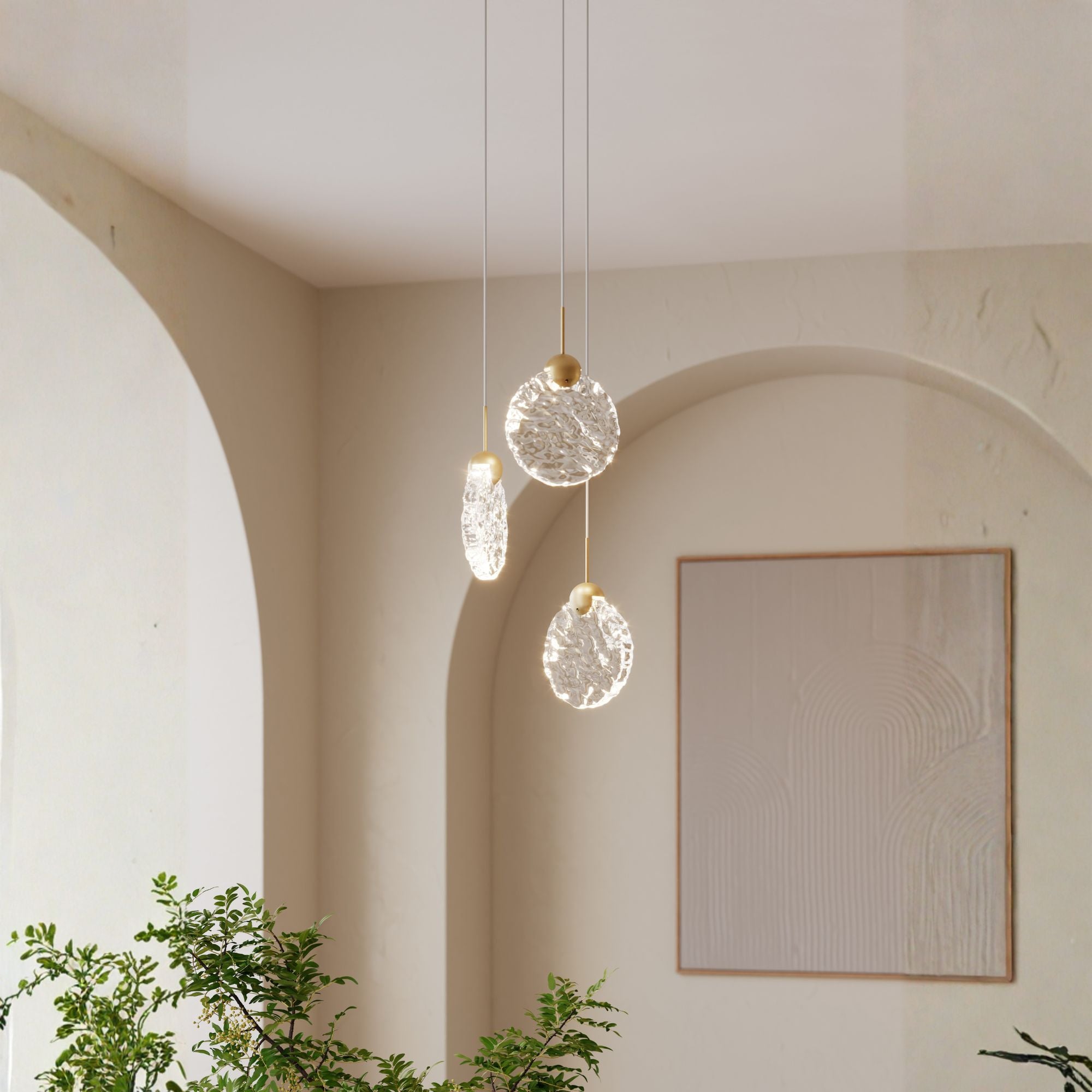 Metropolitan Briselle 10.25 in. Integrated LED Pendant, Legacy Brass with Clear Textured Glass