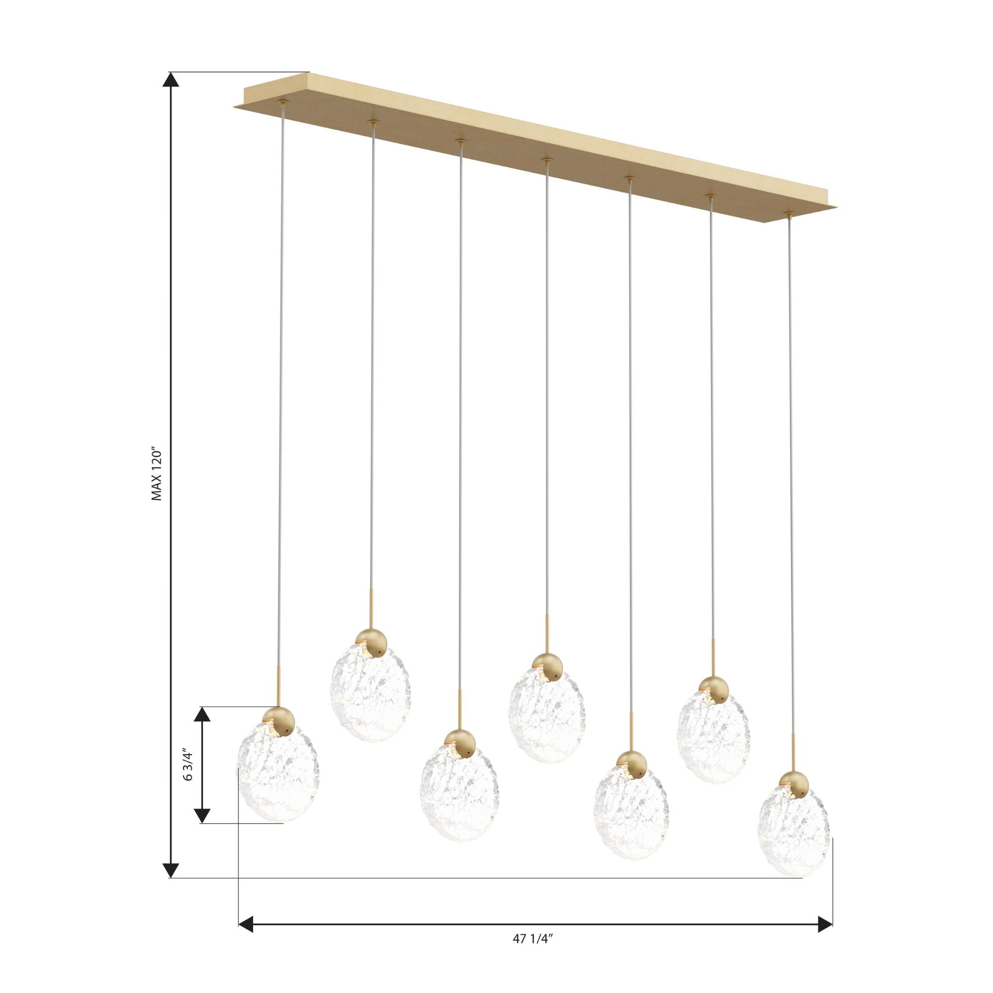Metropolitan Briselle 47.25 in. LED Pendant, Legacy Brass with Clear Textured Glass