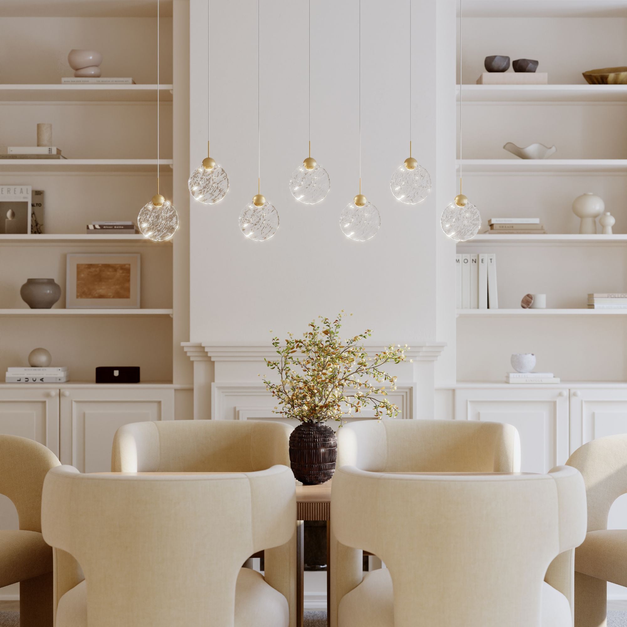 Metropolitan Briselle 47.25 in. LED Pendant, Legacy Brass with Clear Textured Glass