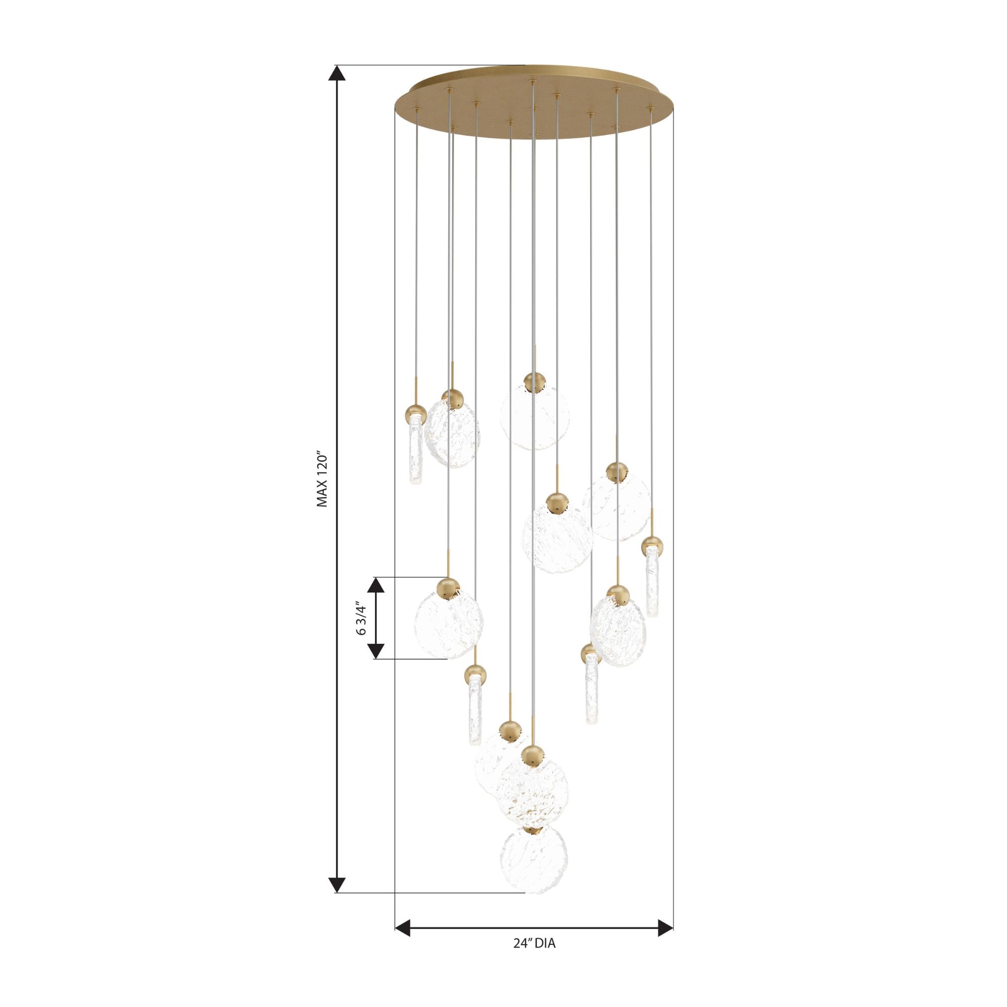 Metropolitan Briselle 24 in. LED Pendant, Legacy Brass with Clear Textured Glass