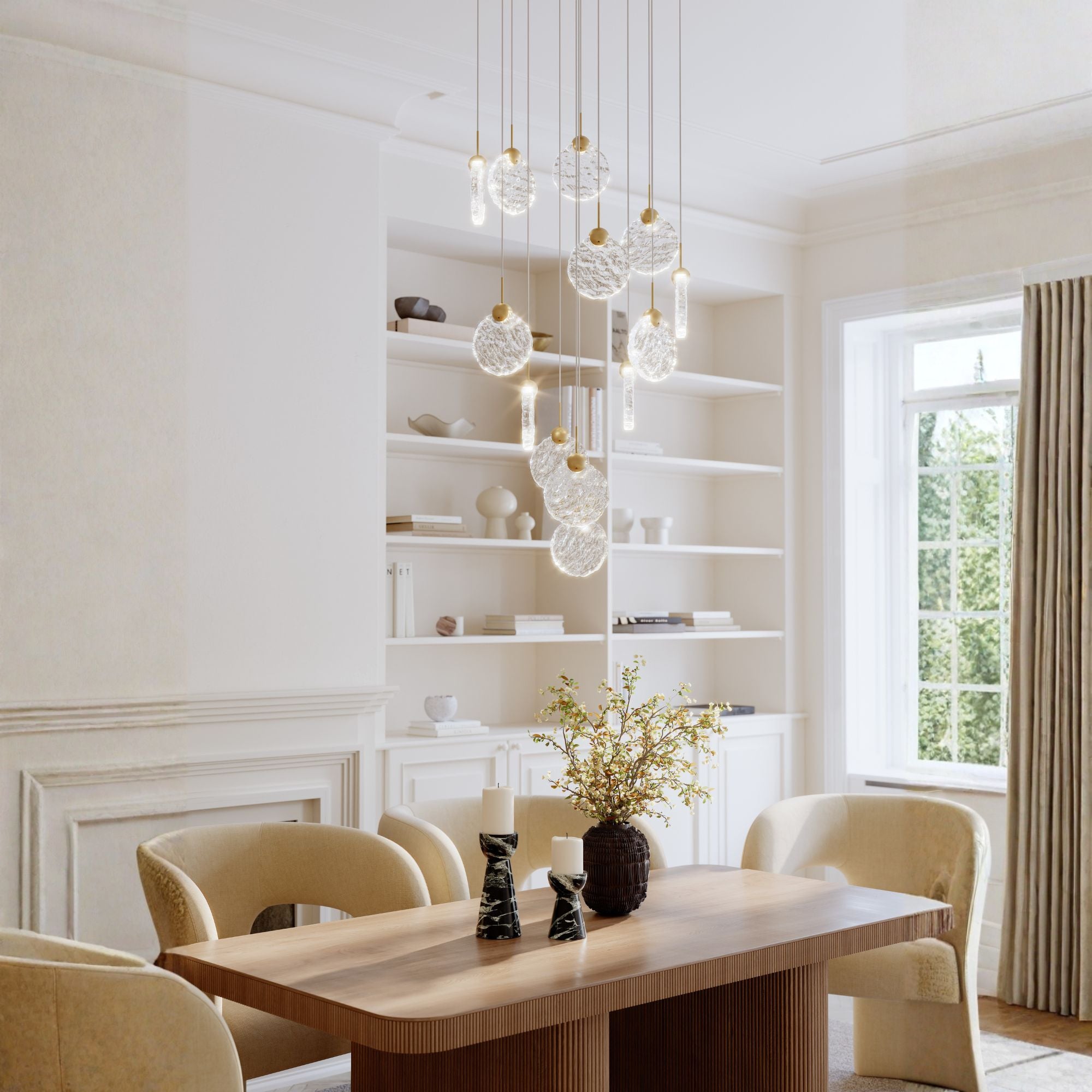 Metropolitan Briselle LED Pendant, Legacy Brass with Clear Textured Glass