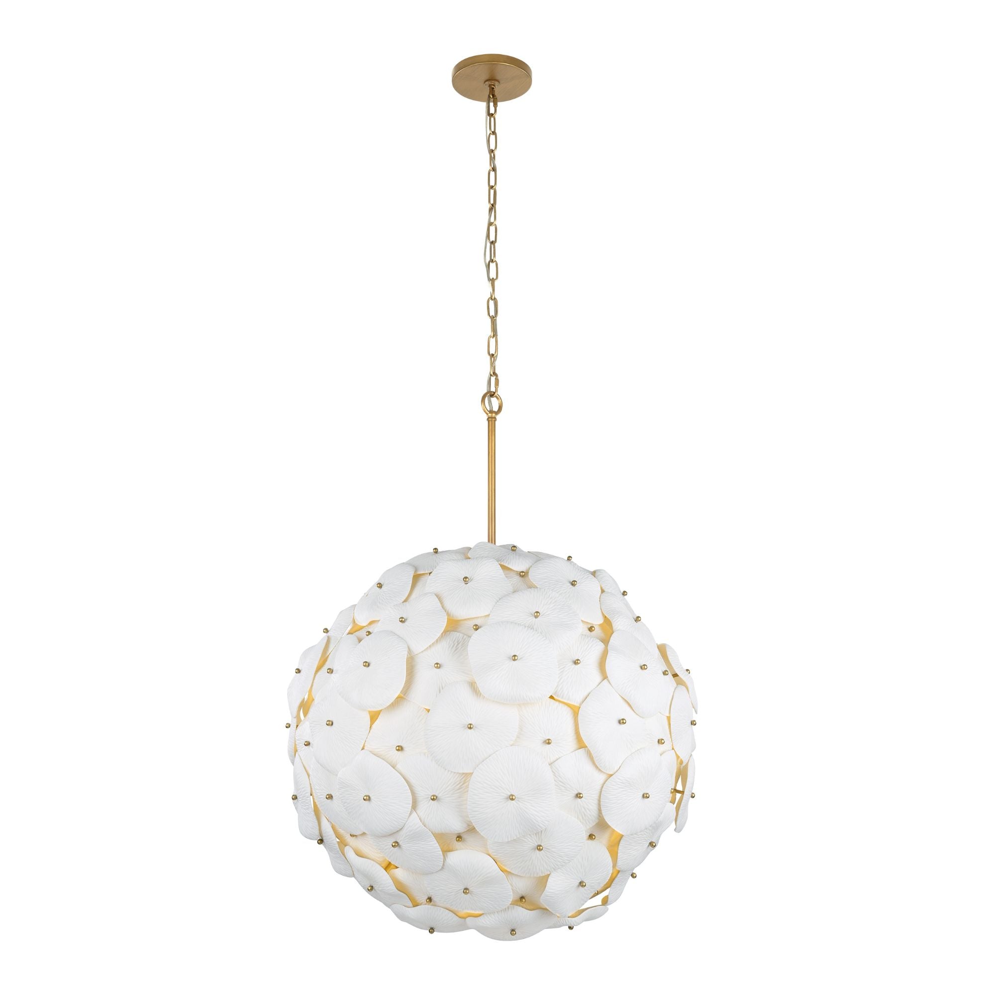 Metropolitan Coastlyn 28 in. 7-Light Pendant, Legacy Brass & White