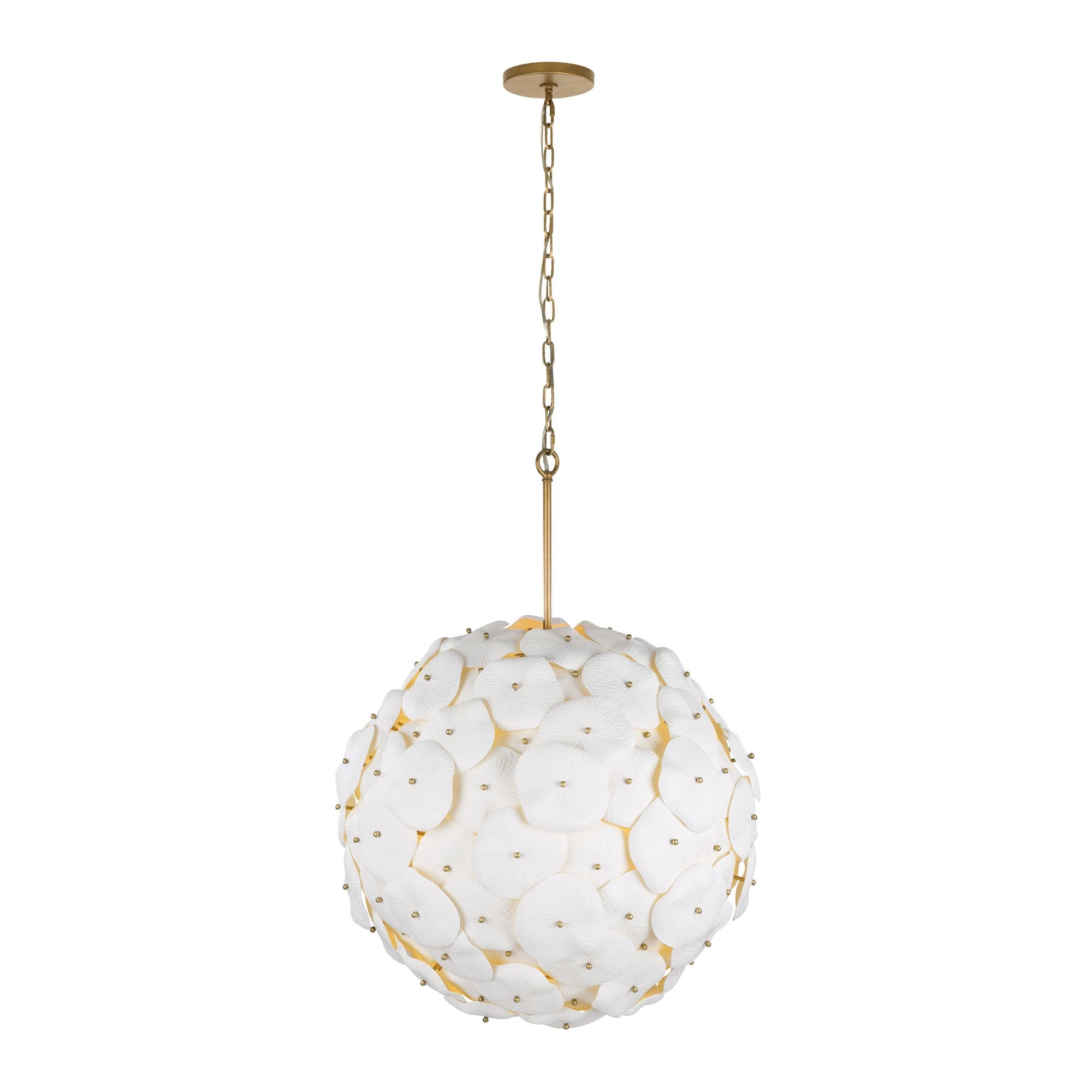 Metropolitan Coastlyn 28 in. 7-Light Pendant, Legacy Brass & White