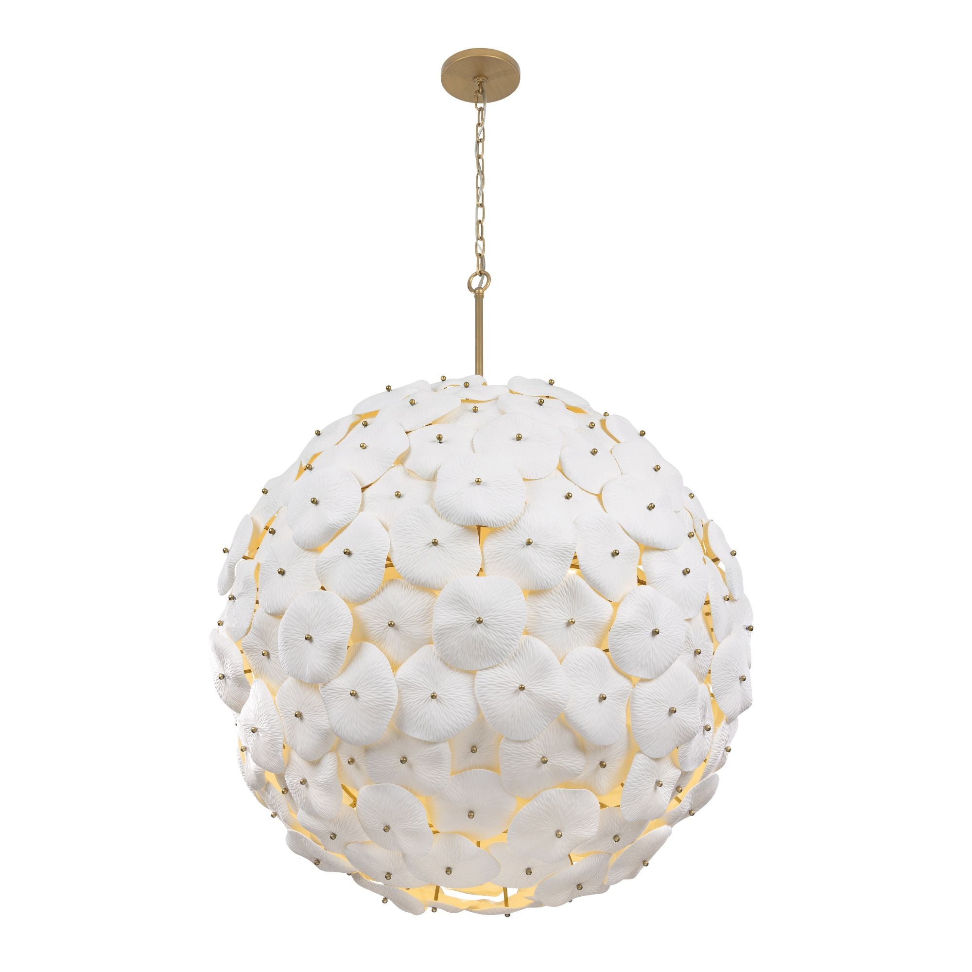 Metropolitan Coastlyn 36.75 in. 9-Light Pendant, Legacy Brass & White