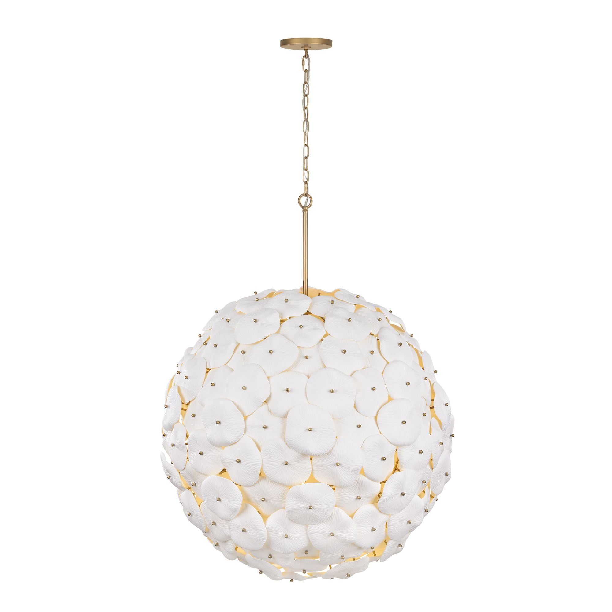 Metropolitan Coastlyn 36.75 in. 9-Light Pendant, Legacy Brass & White