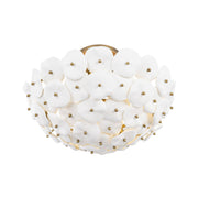 Metropolitan Coastlyn 22 in. 3-Light Semi-Flush Mount, Legacy Brass & Navy Blue