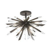 Elsa 23" 8-Light Semi-Flush Mount, Midnight Graphite Finish