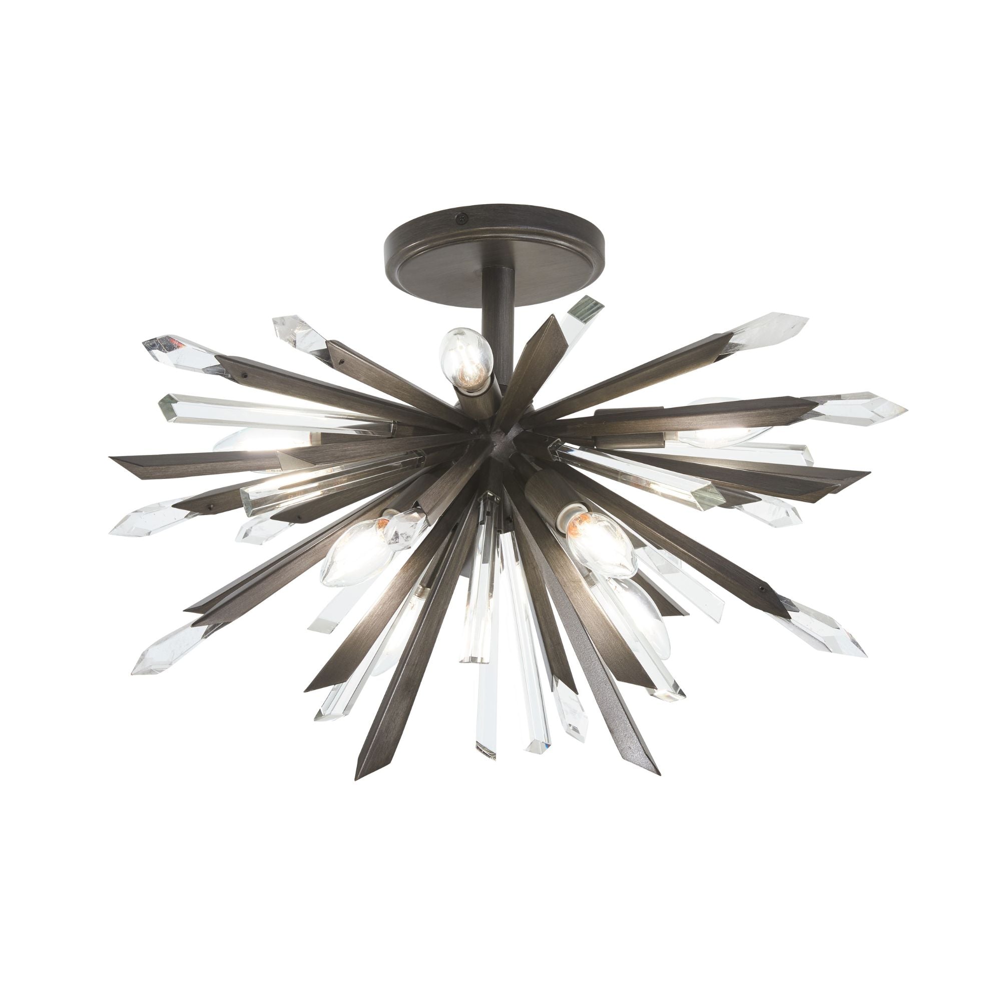 Elsa 23" 8-Light Semi-Flush Mount, Midnight Graphite Finish