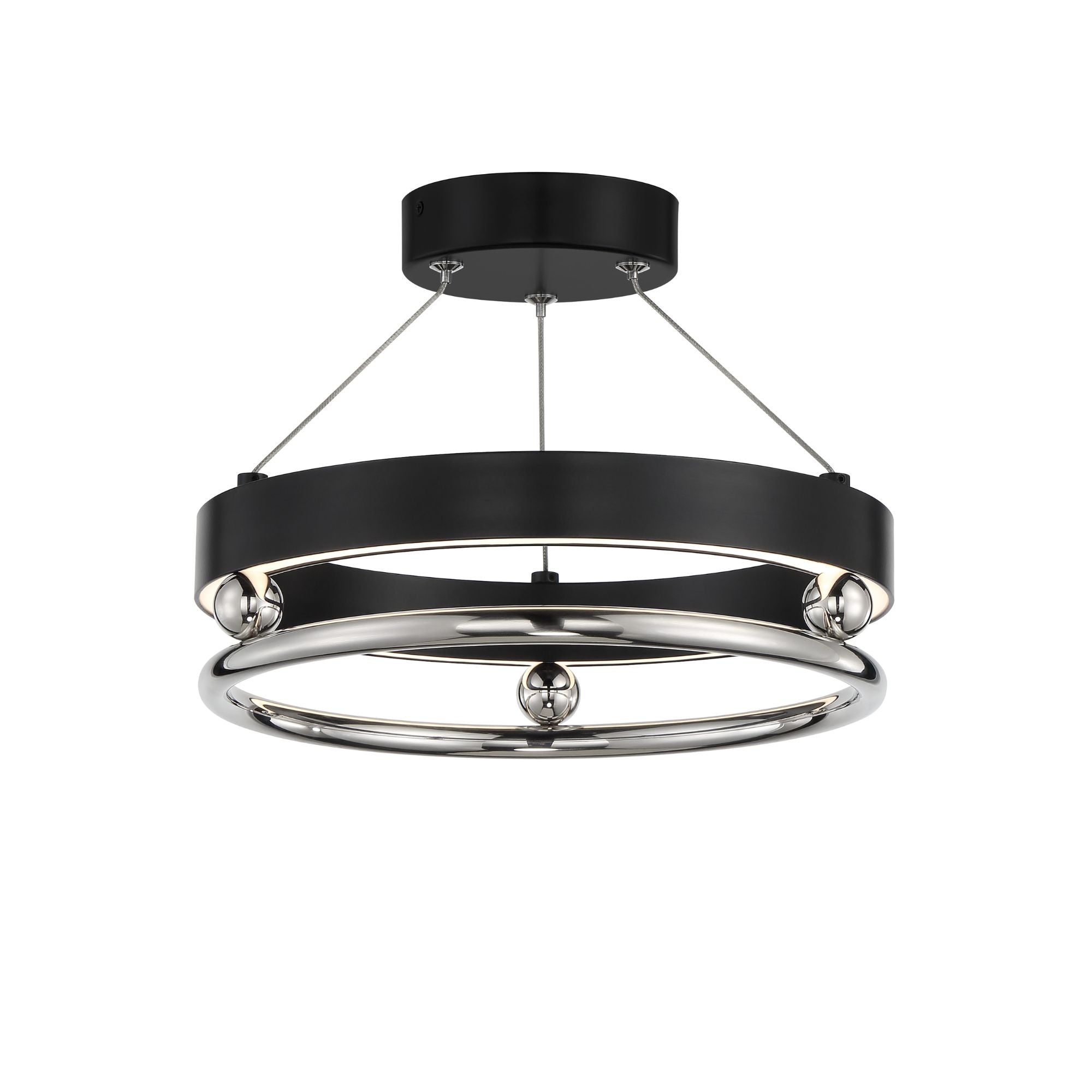 Grande Illusion 13" LED Semi-Flush Mount, Coal & Polished Nickel Highlights