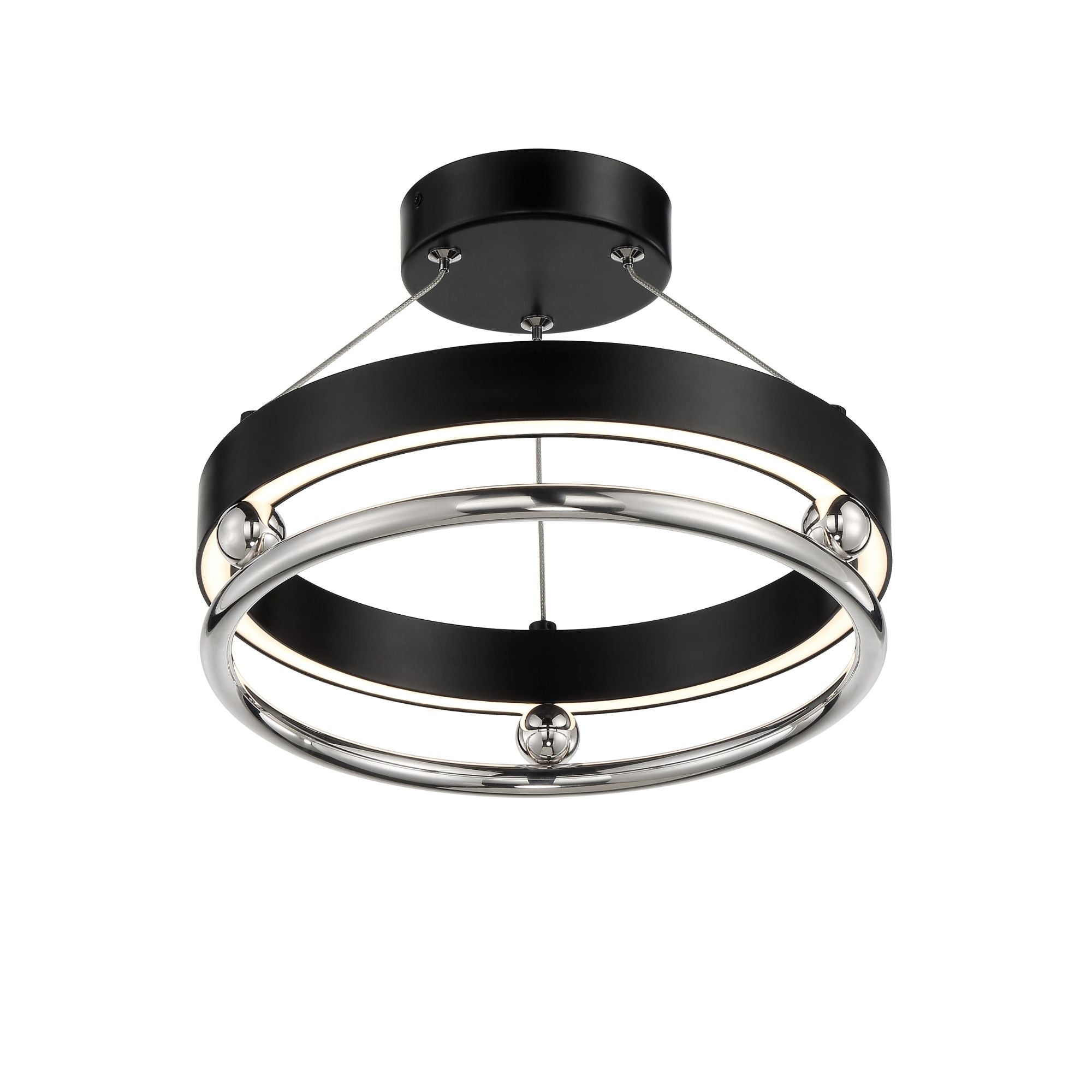 Grande Illusion 13" LED Semi-Flush Mount, Coal & Polished Nickel Highlights