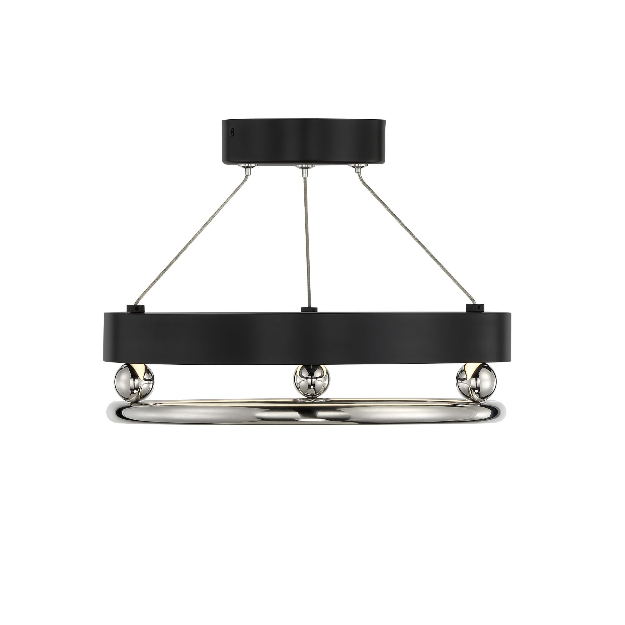 Grande Illusion 13" LED Semi-Flush Mount, Coal & Polished Nickel Highlights