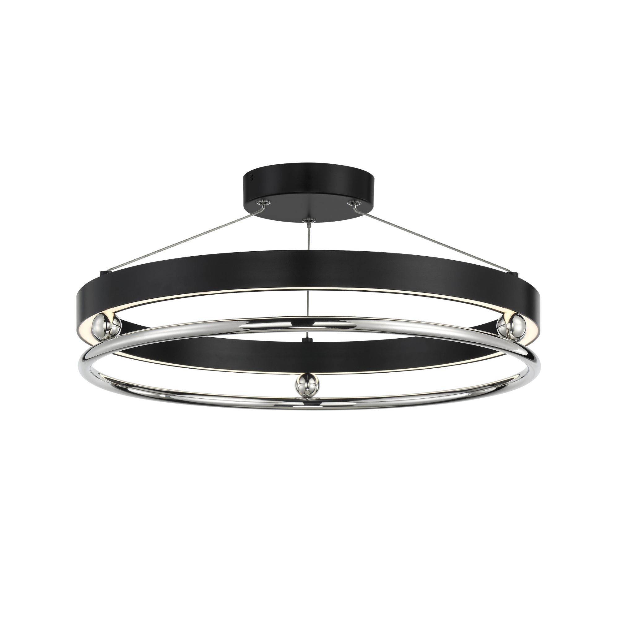 Grande Illusion 21" LED Semi-Flush Mount, Coal & Polished Nickel Highlights