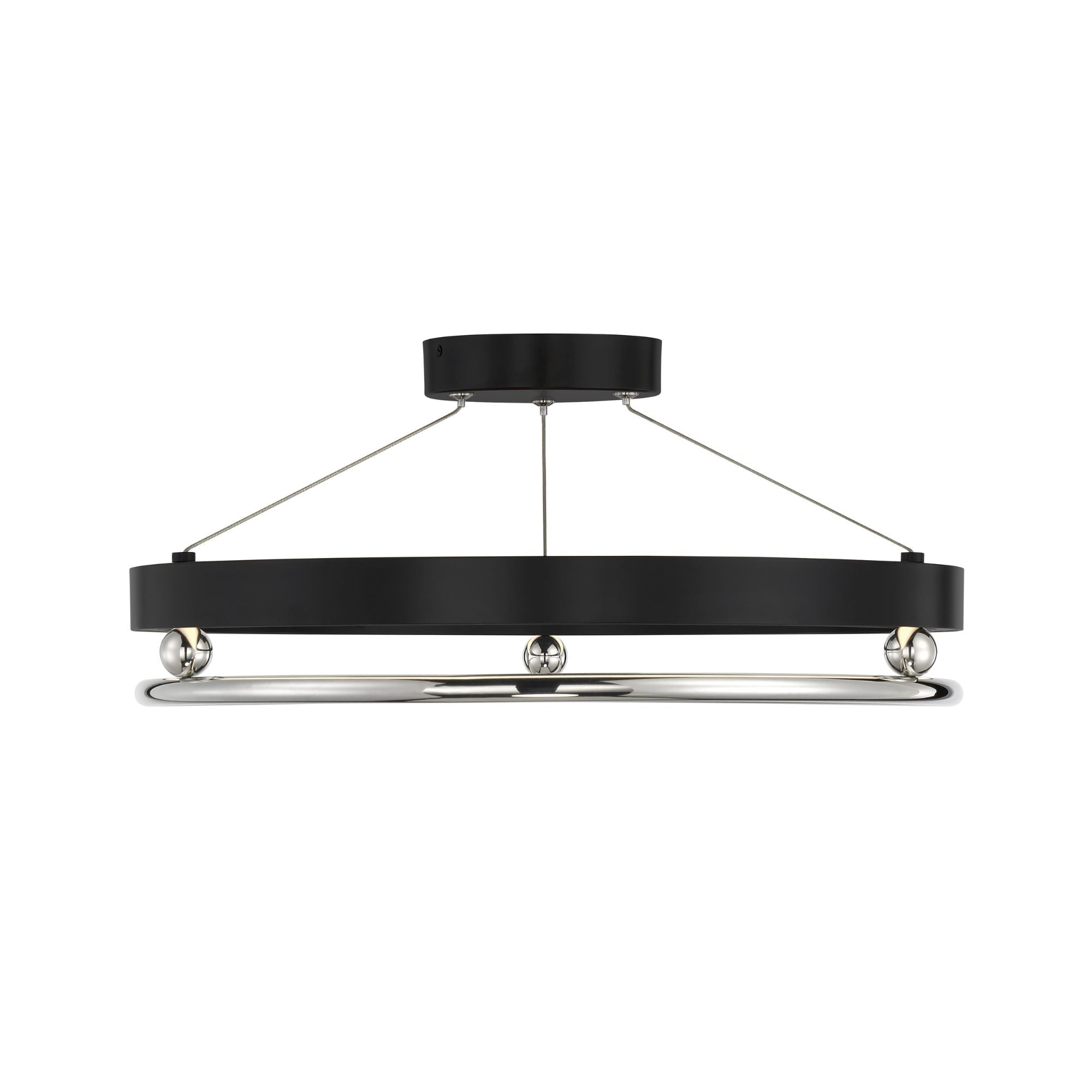 Grande Illusion 21" LED Semi-Flush Mount, Coal & Polished Nickel Highlights